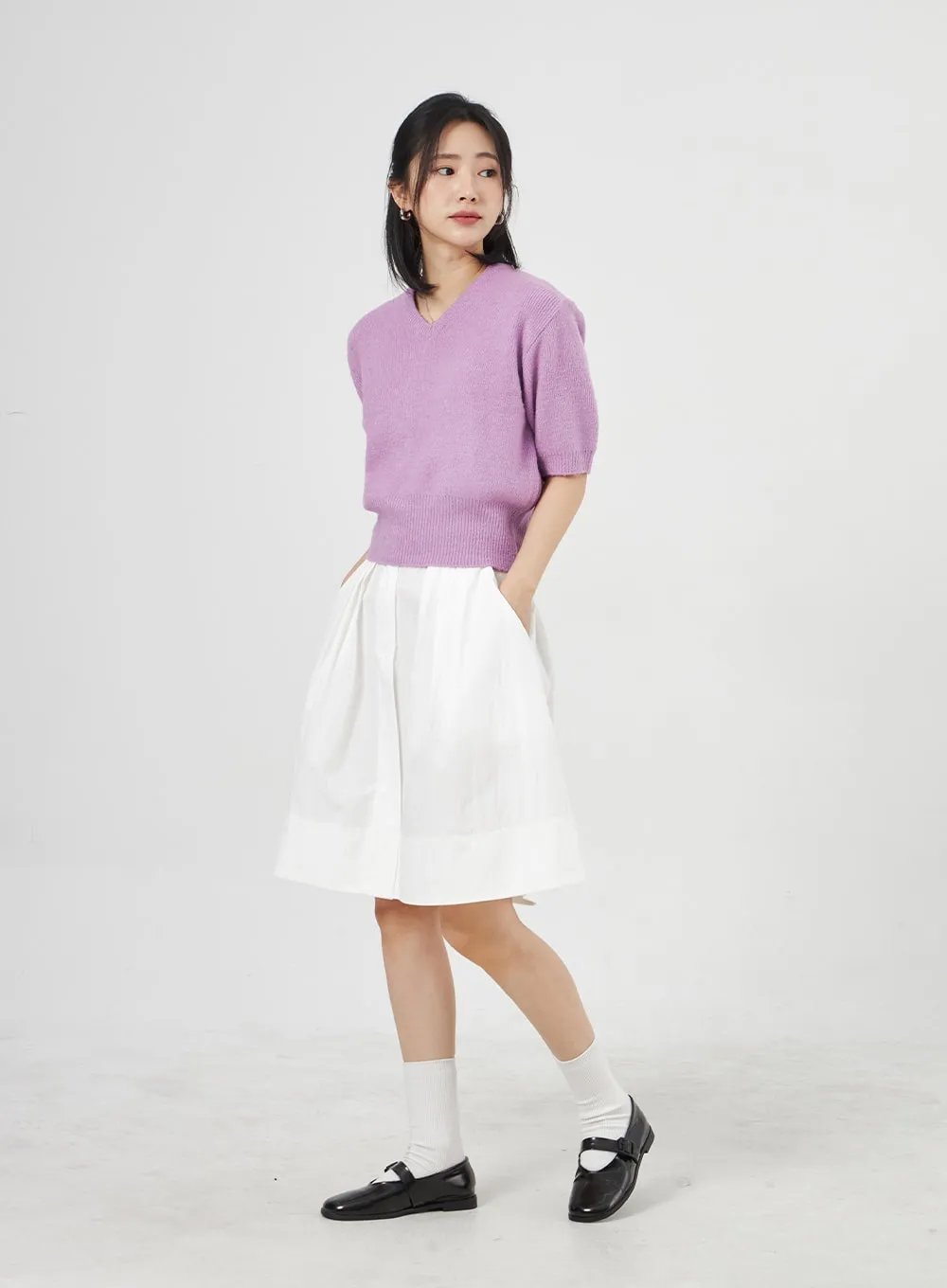 Half Sleeve V-Neck Sweater OA305