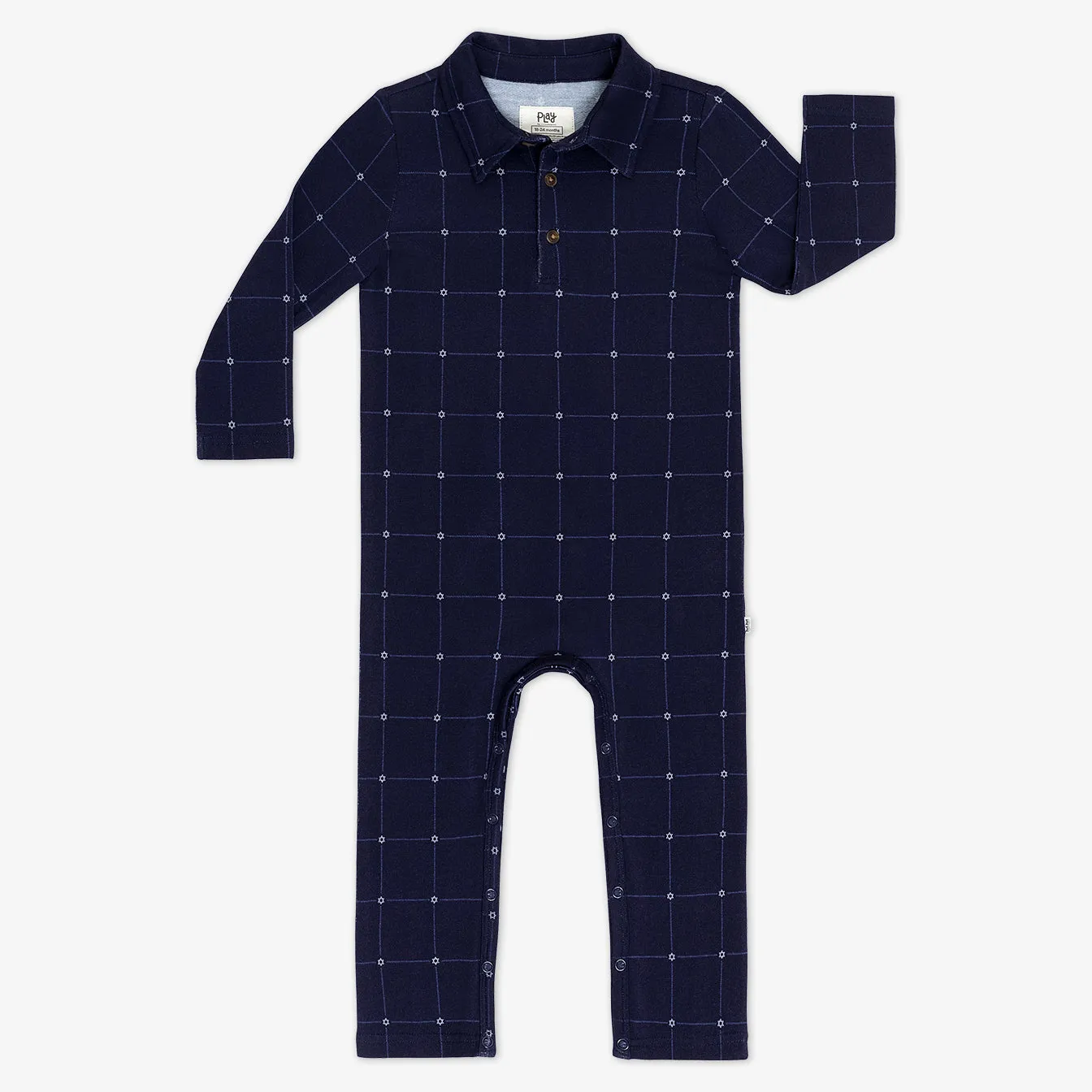 Hanukkah Stars Plaid Polo Romper