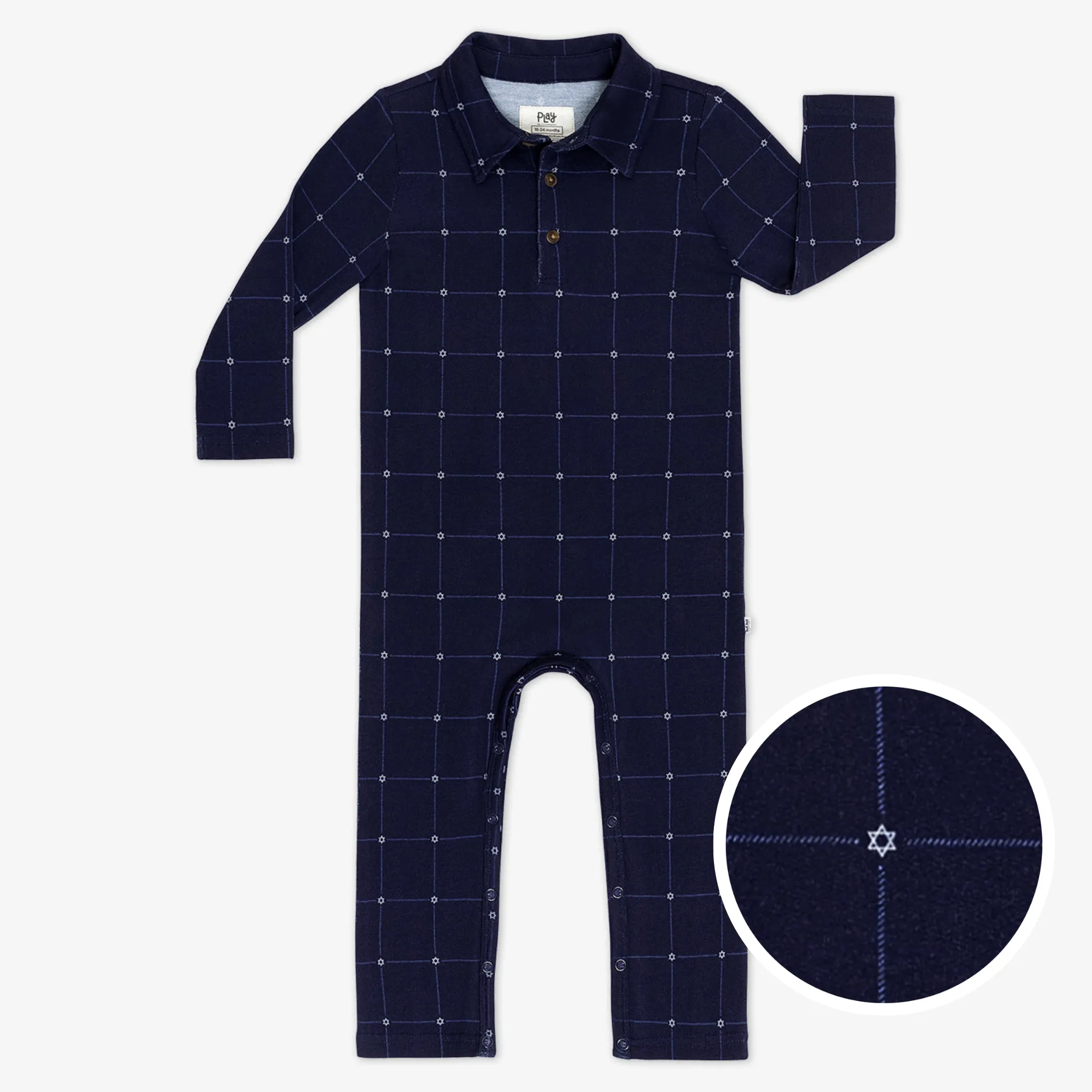 Hanukkah Stars Plaid Polo Romper