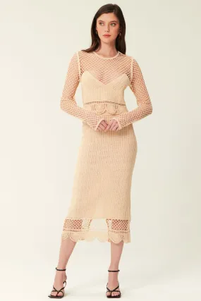 Harmoni Crochet Midi Skirt - Natural