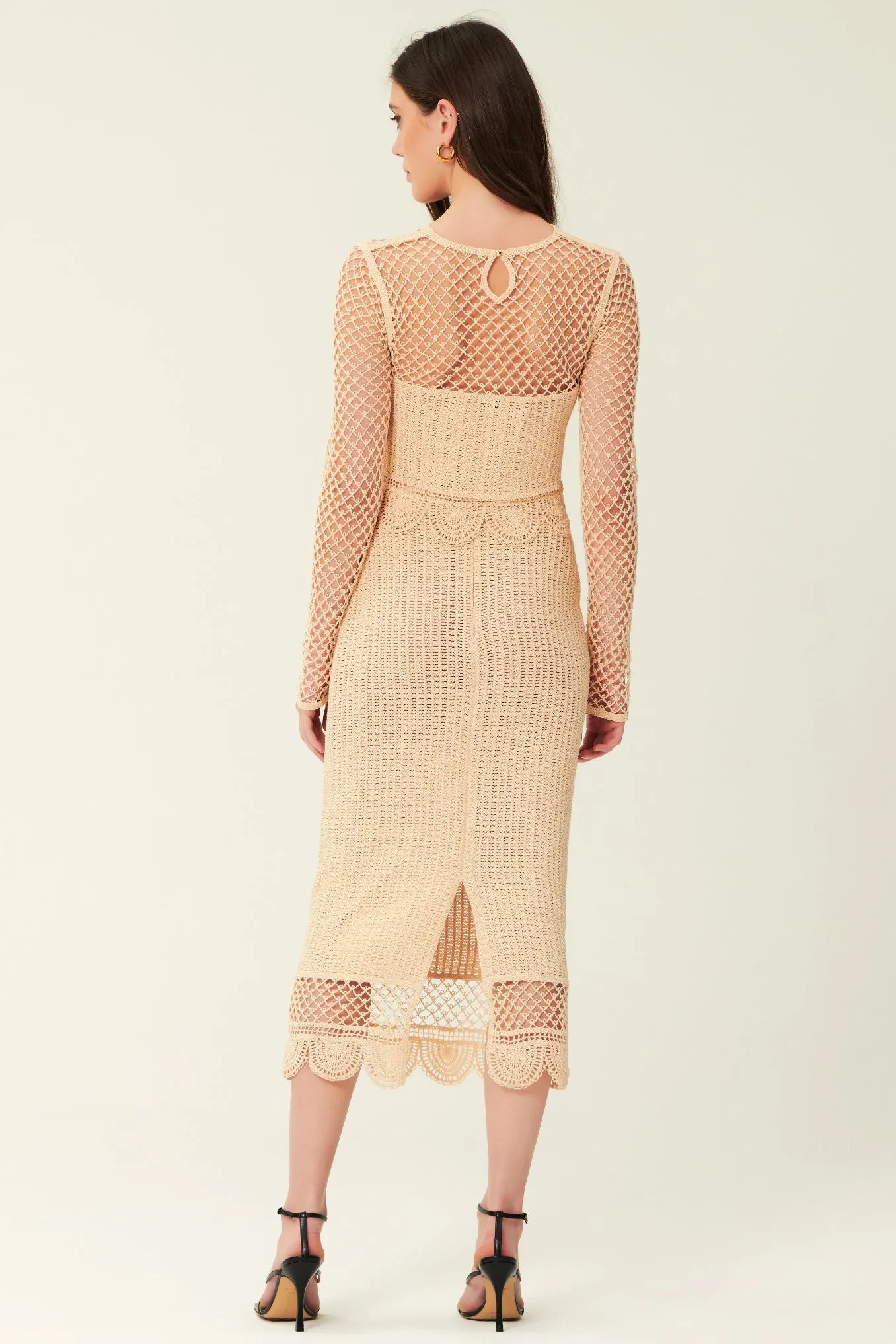 Harmoni Crochet Midi Skirt - Natural