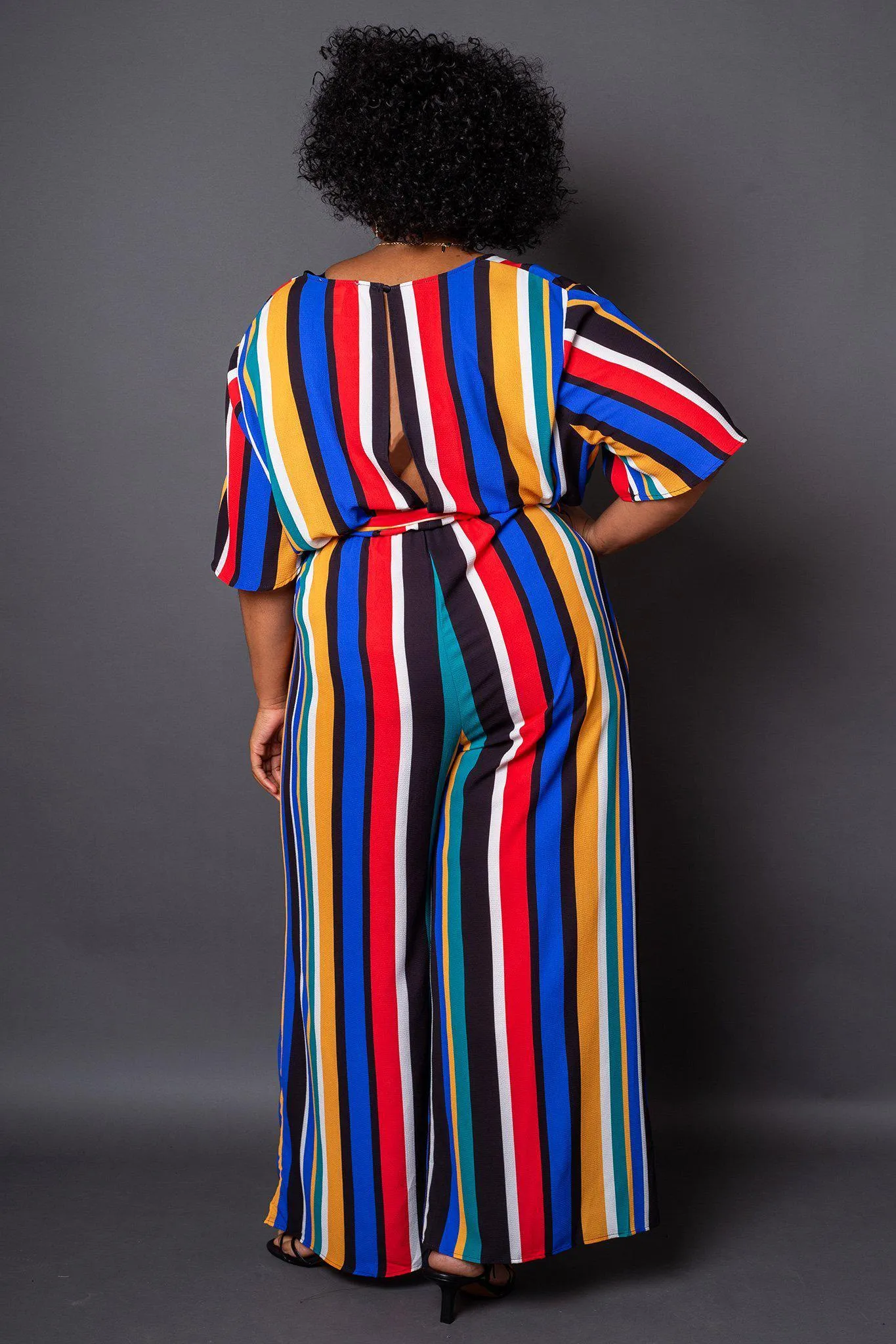 Havana Colorful Stripe Wrap-Front Jumpsuit