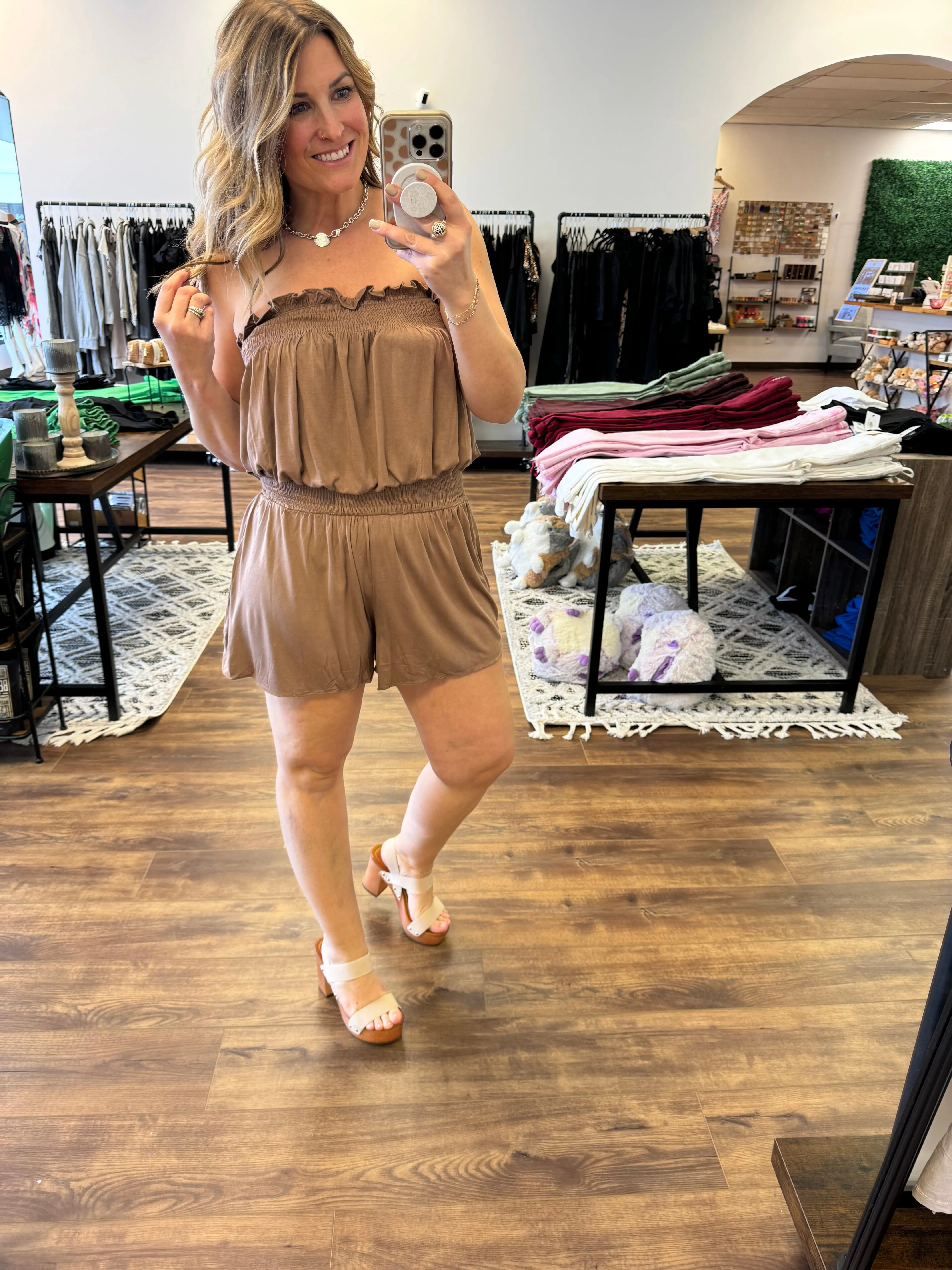 Hayes - Open Shoulder Smocked Romper
