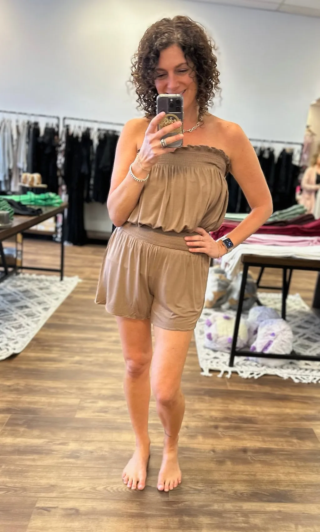 Hayes - Open Shoulder Smocked Romper