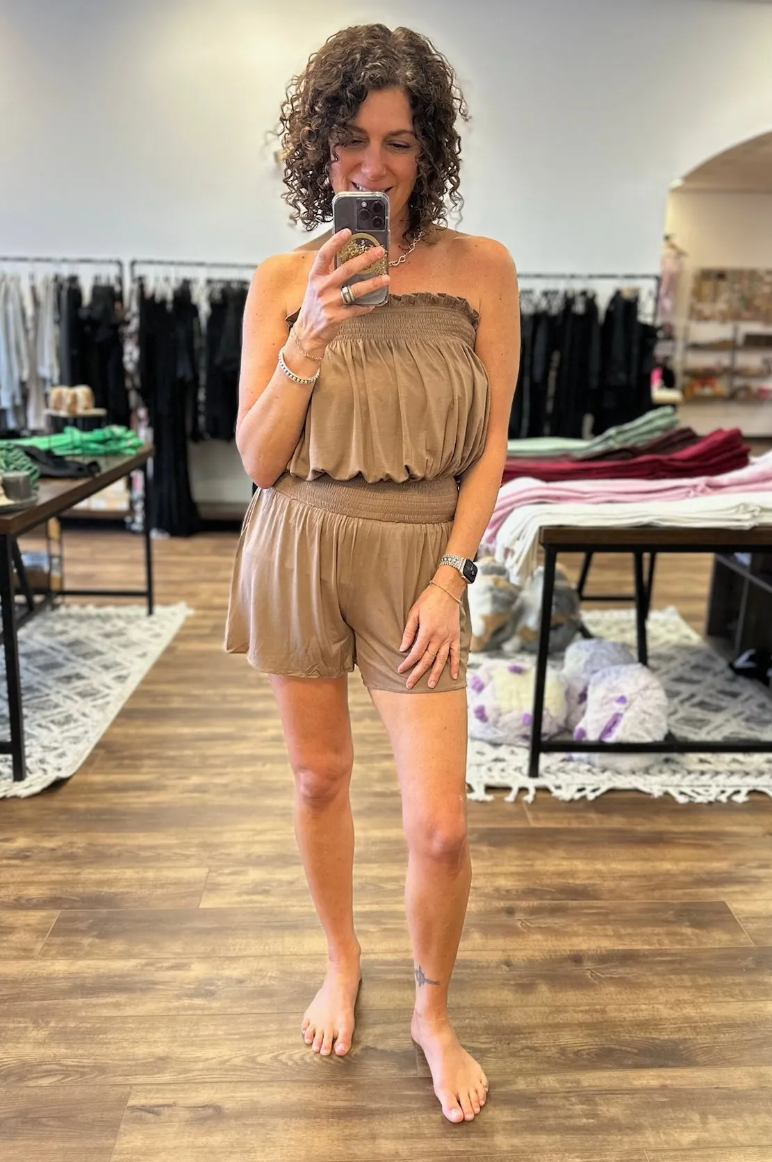 Hayes - Open Shoulder Smocked Romper