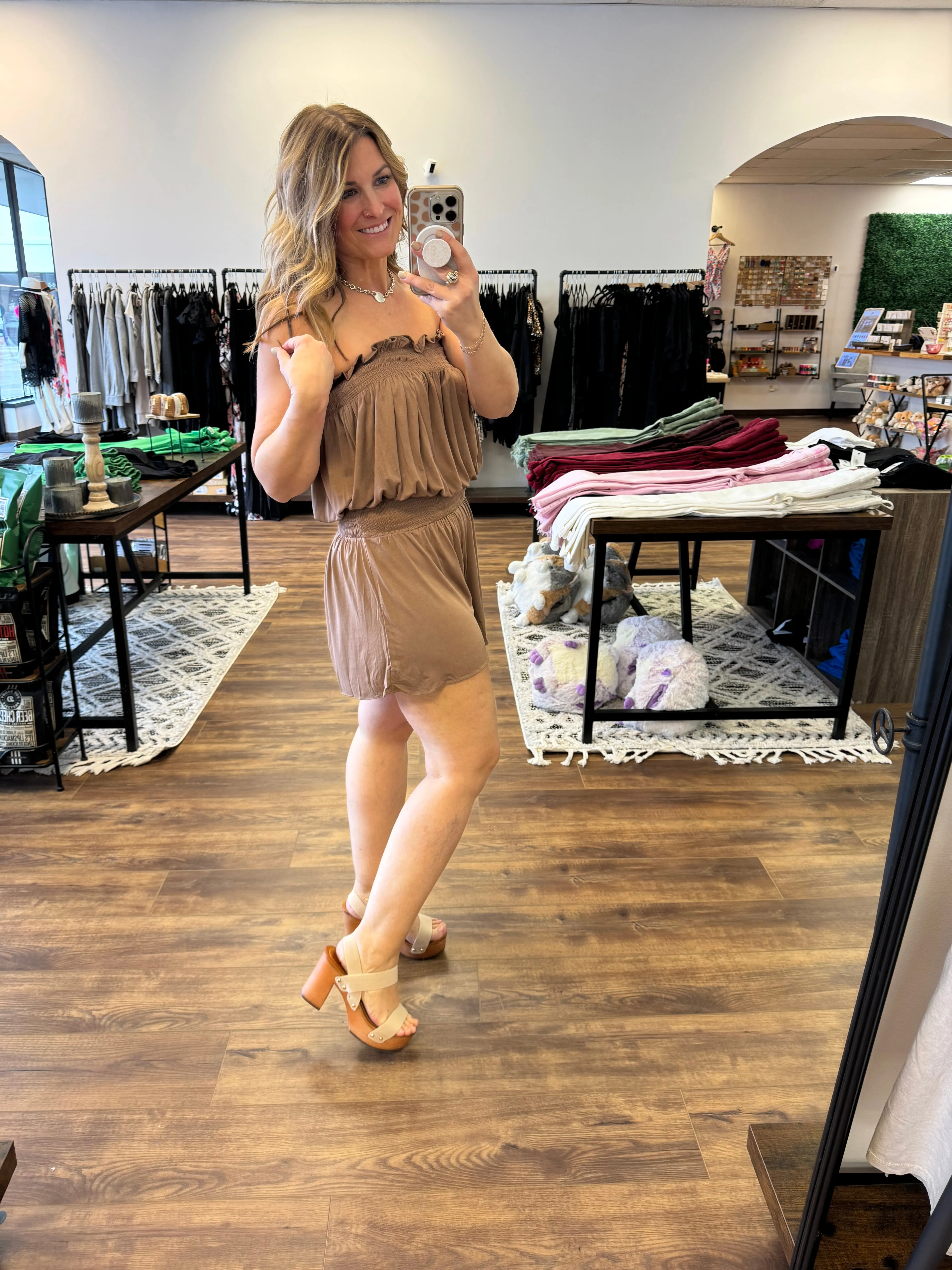 Hayes - Open Shoulder Smocked Romper