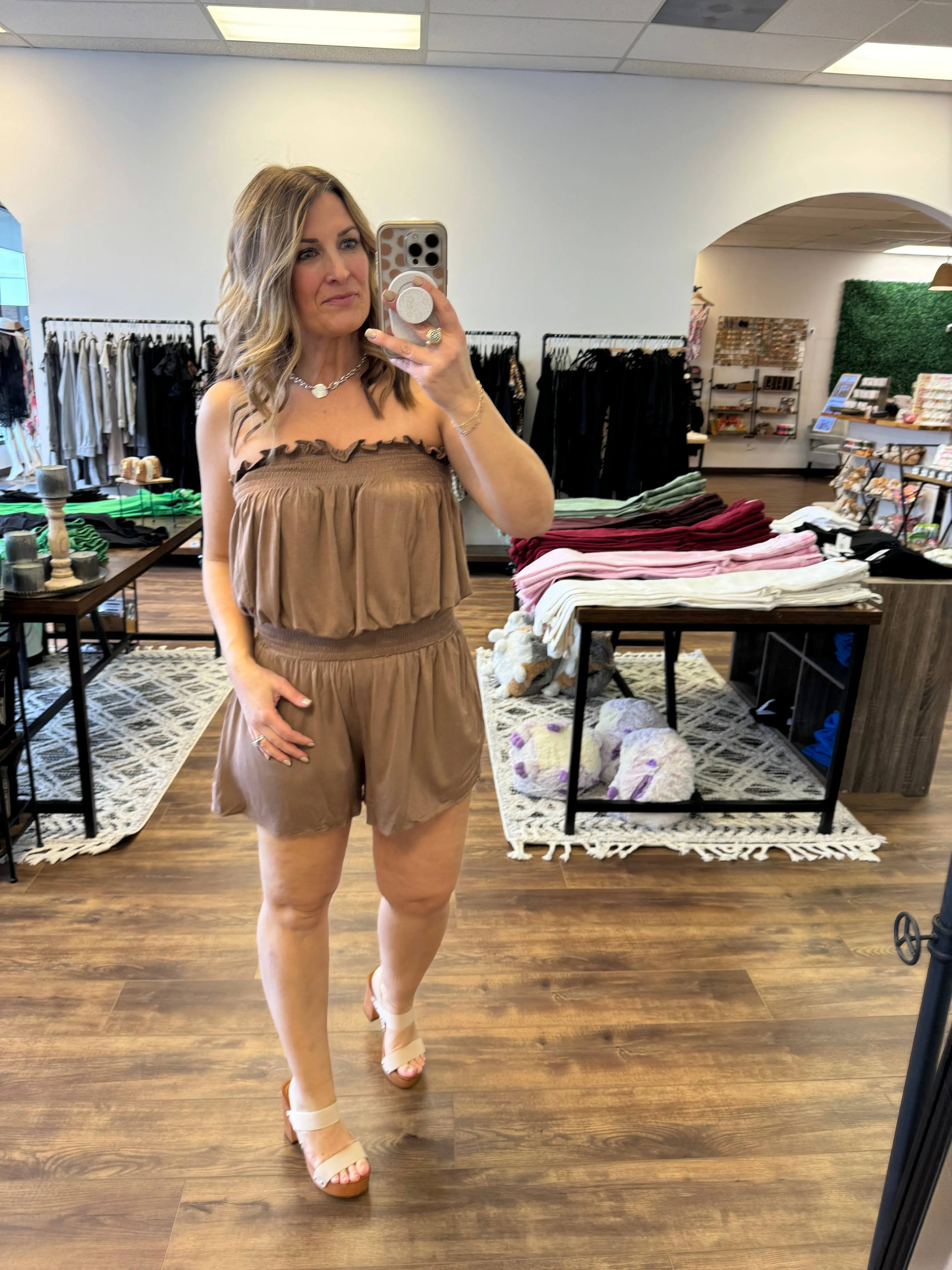 Hayes - Open Shoulder Smocked Romper