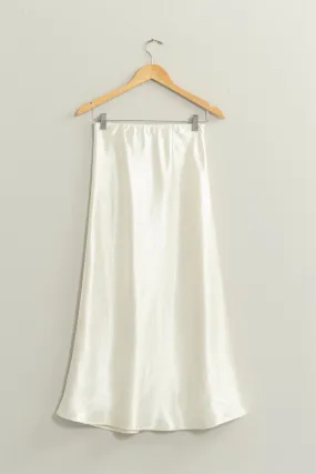 High-Waisted Satin Midi Skirt