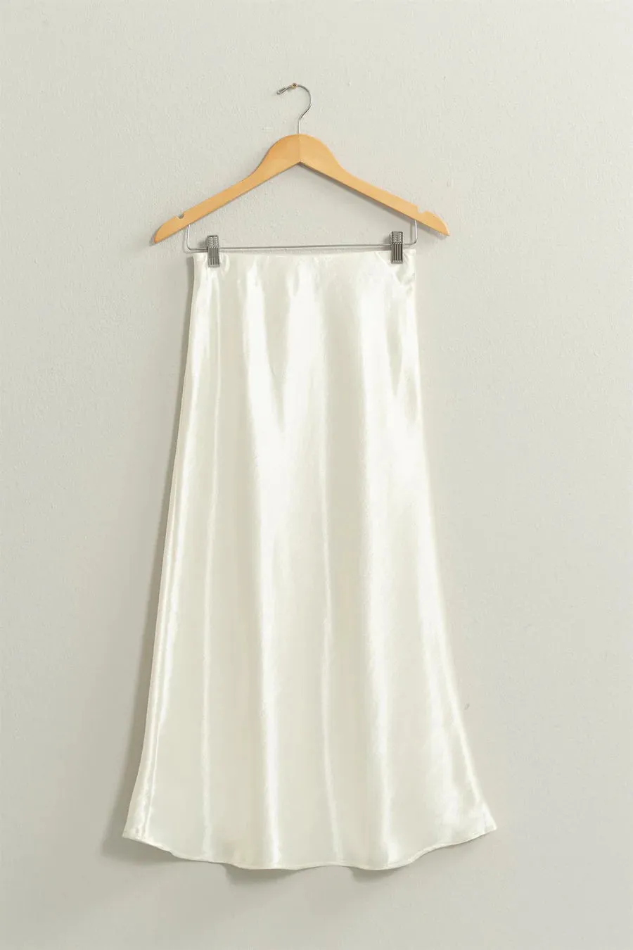 High-Waisted Satin Midi Skirt