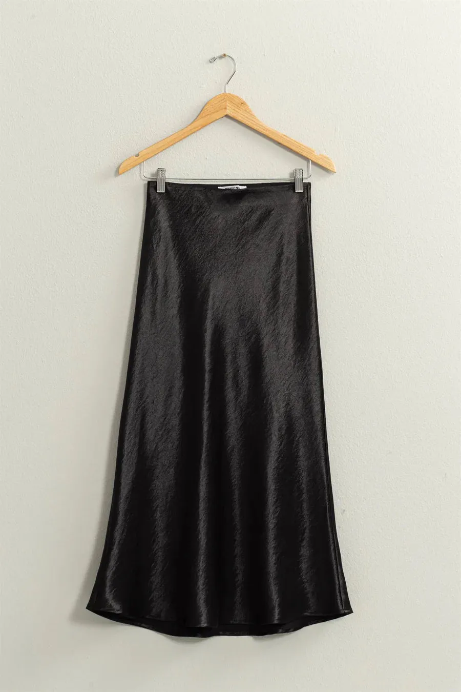 High-Waisted Satin Midi Skirt