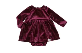 Holiday Bubble Romper In Burgundy Sparkle