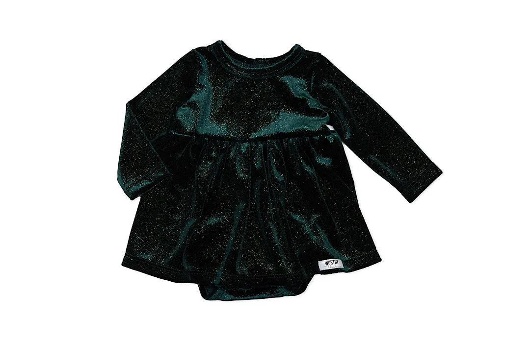 Holiday Bubble Romper In Emerald Sparkle