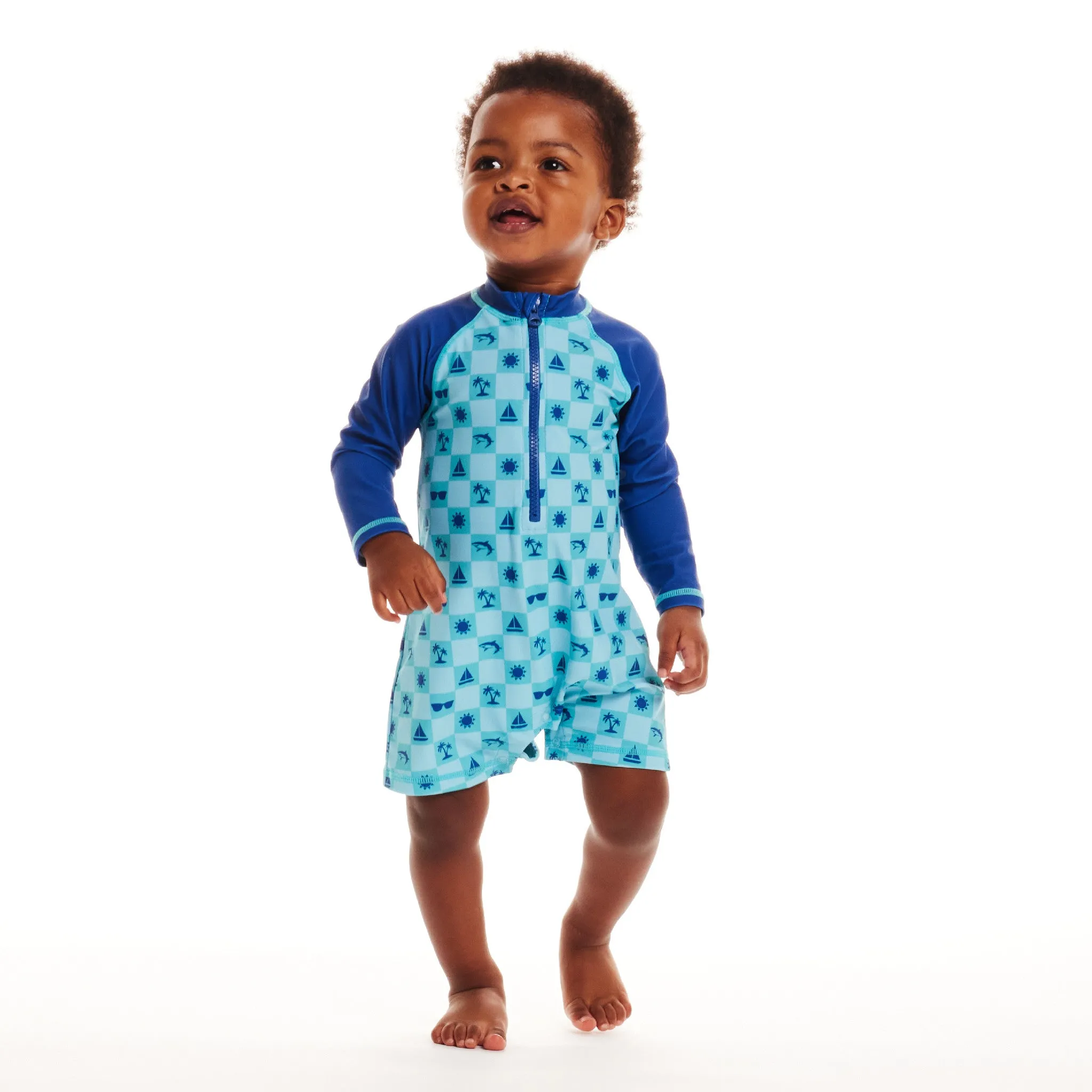 Infant (0-24M) Swim Romper & Hat Set | Beach Vibes