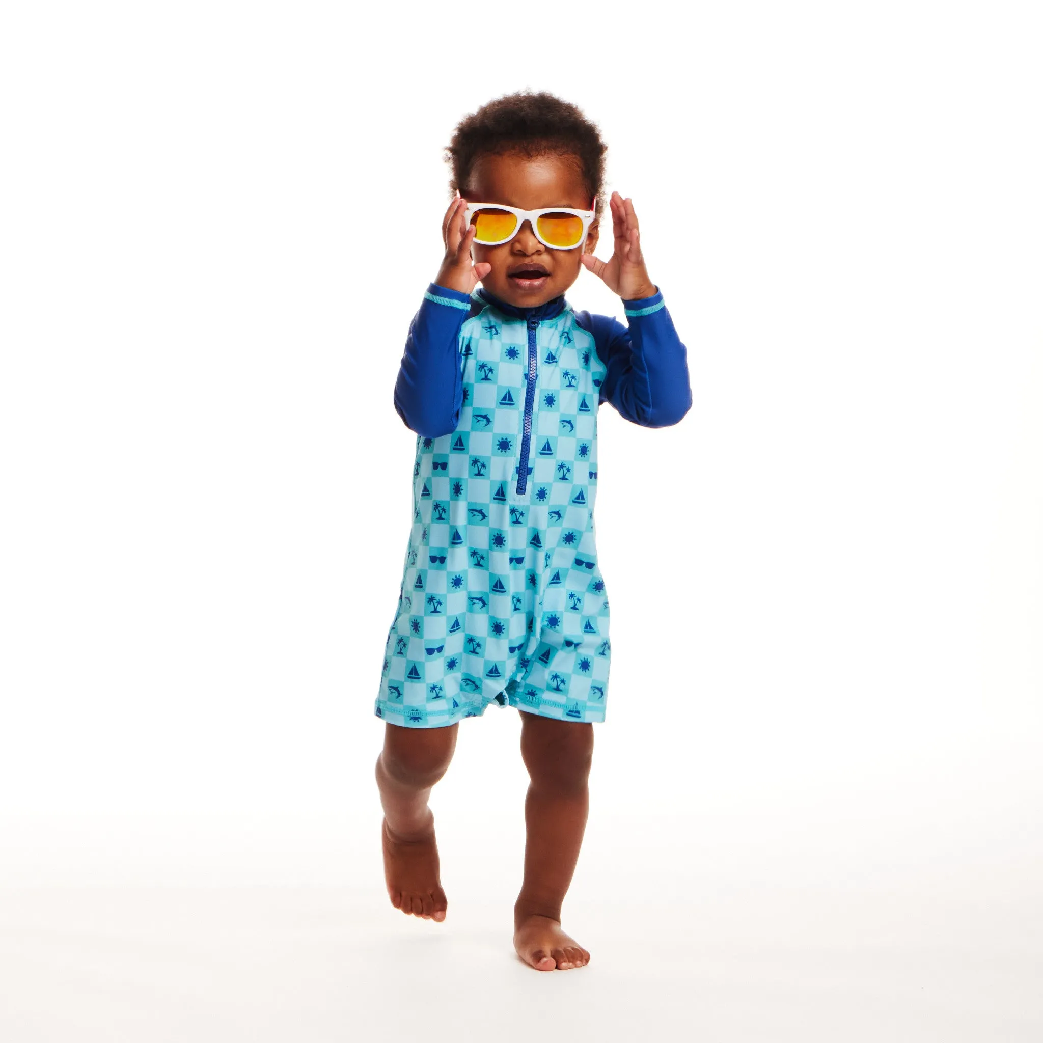 Infant (0-24M) Swim Romper & Hat Set | Beach Vibes