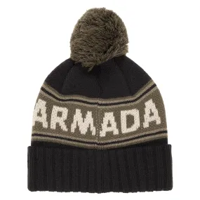 Jacquard knit pom beanie - Black / Sage / Olive
