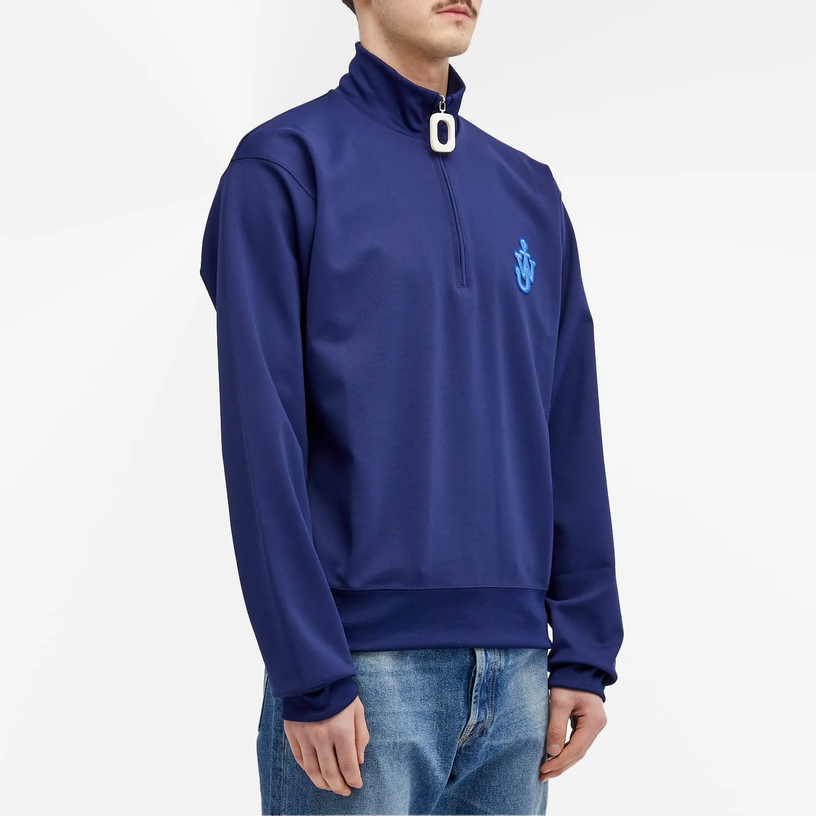 Jw Anderson Anchor Half Zip Sweater in Oxford Blue