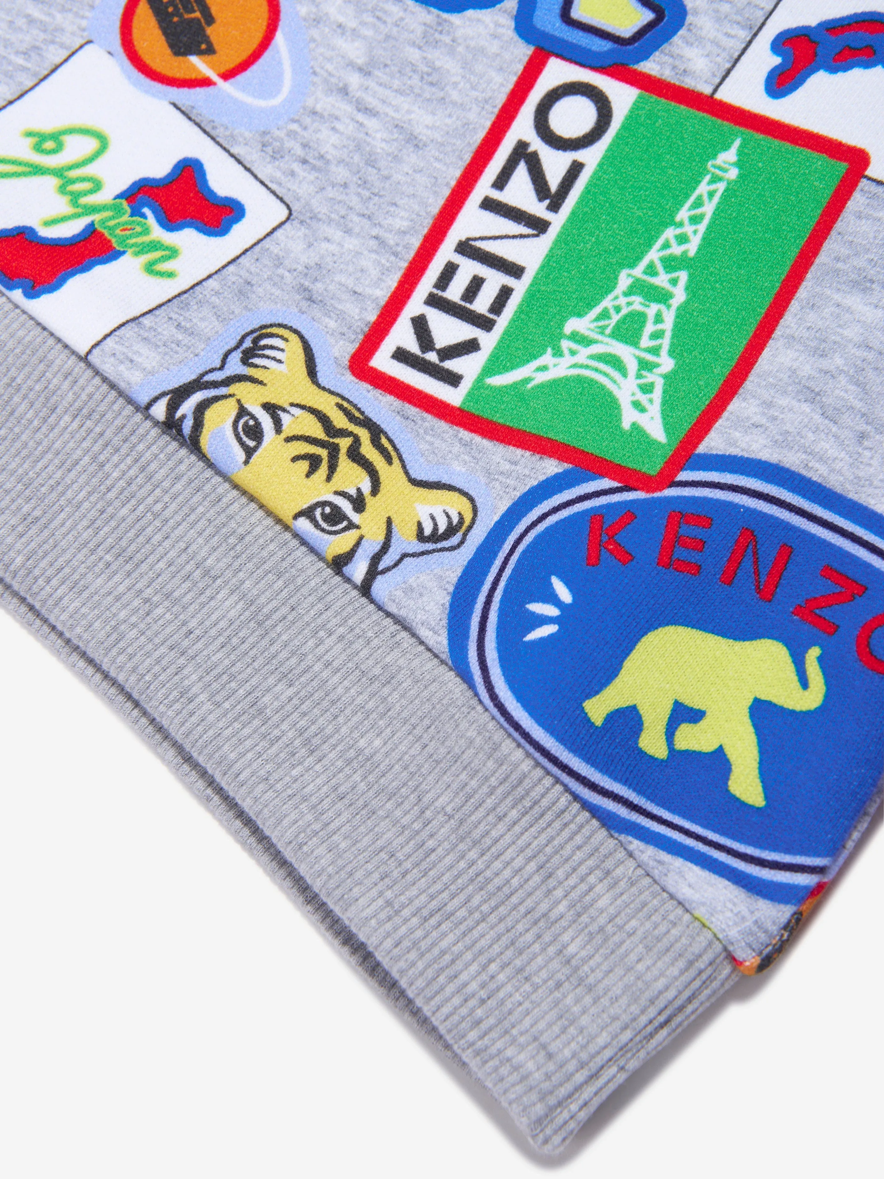 KENZO Boys Badge Print Sweatshirt in Grey