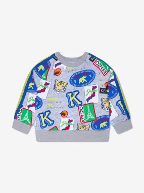 KENZO Boys Badge Print Sweatshirt in Grey