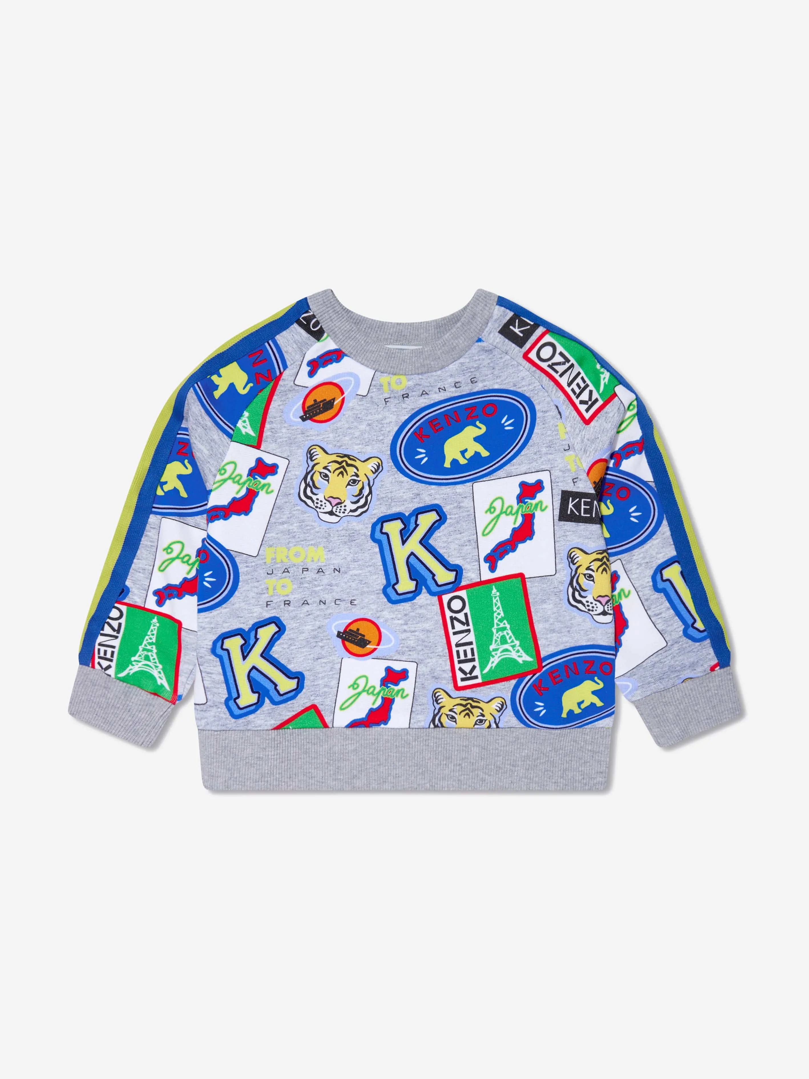 KENZO Boys Badge Print Sweatshirt in Grey