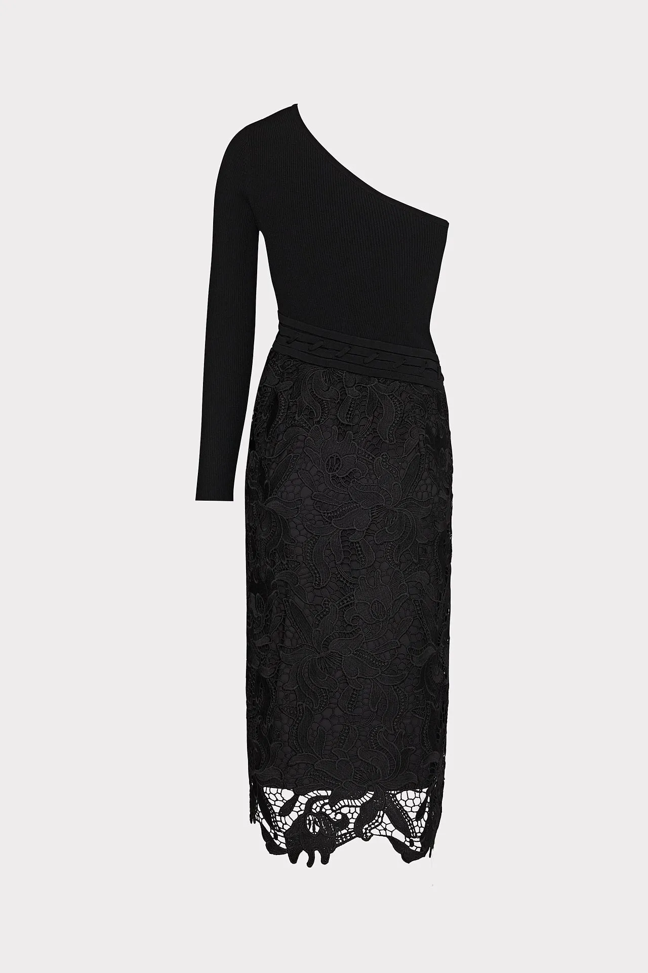 Kingsley One Shoulder Combo Knit Midi Dress