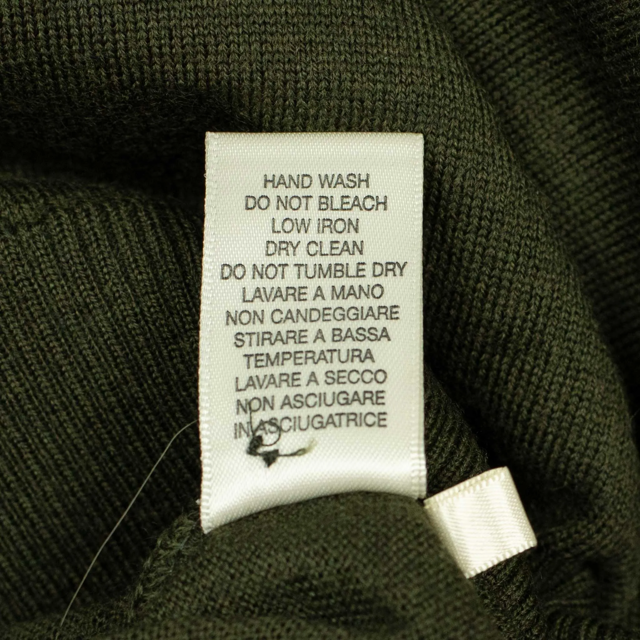 Knit long sleeve polo in dark green merino wool (restock)