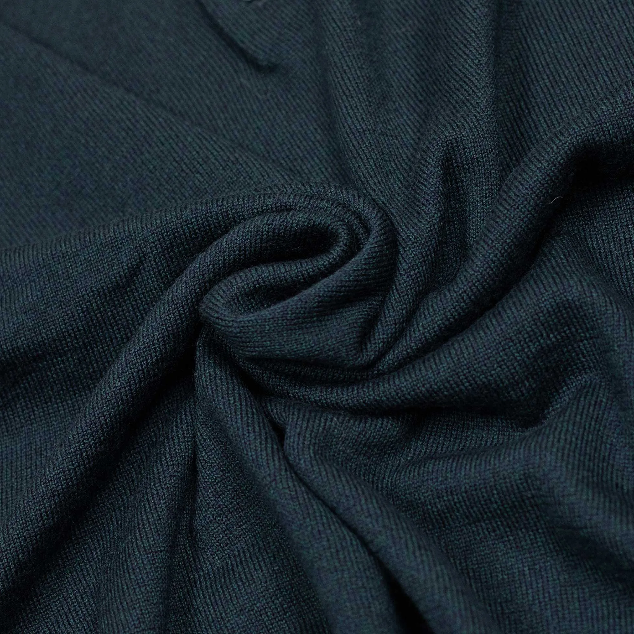 Knit long sleeve polo in petrol melange merino wool