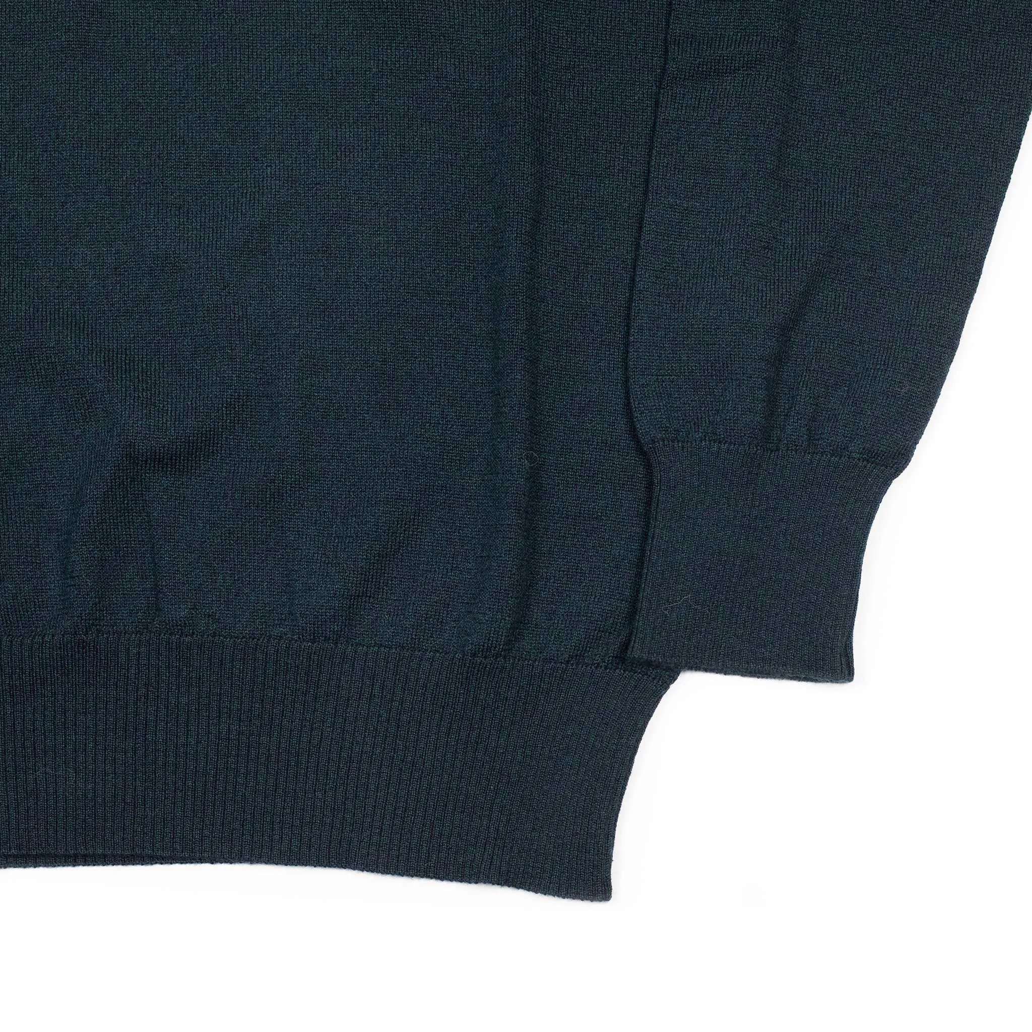 Knit long sleeve polo in petrol melange merino wool