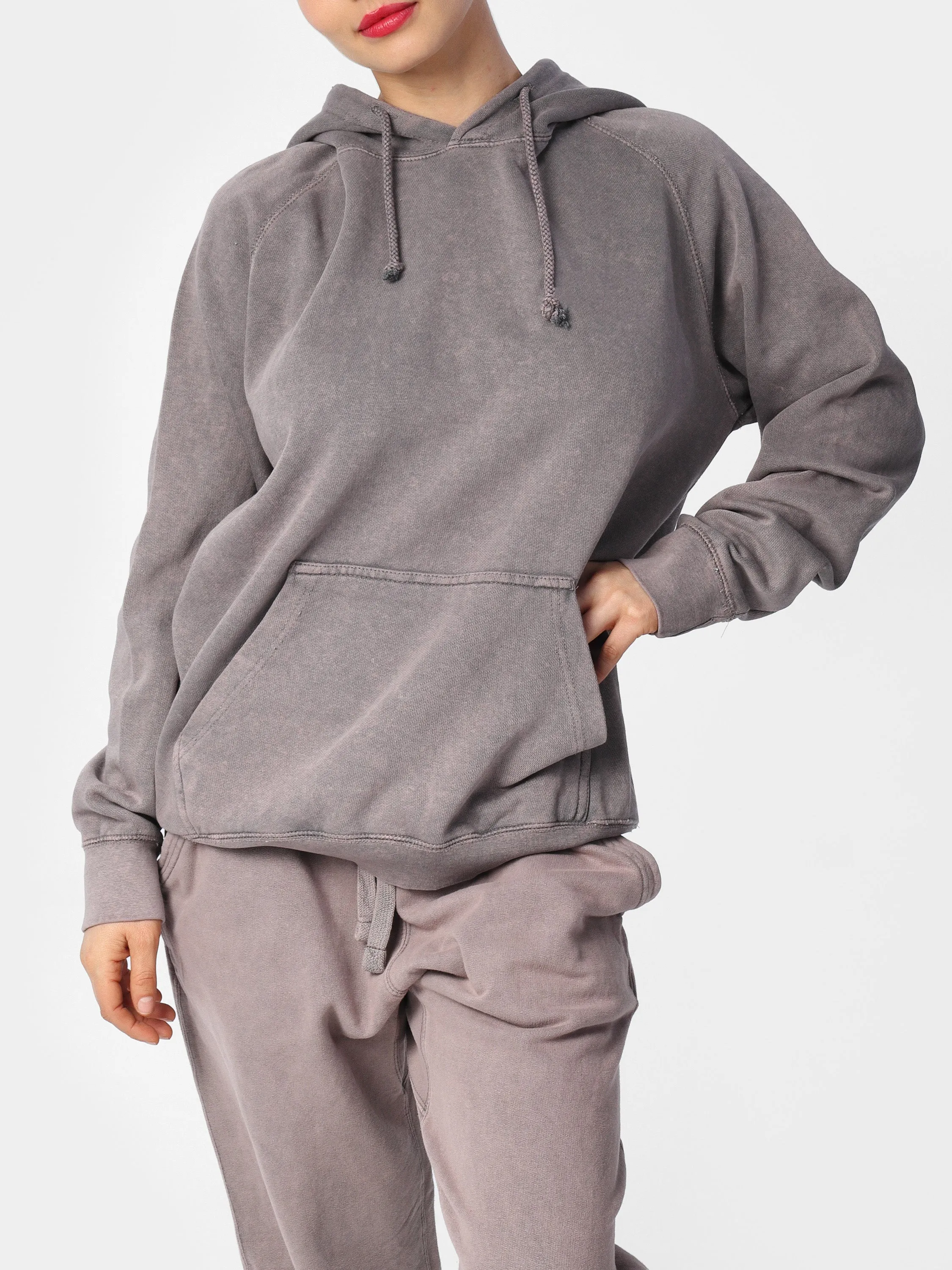 Lavender Vintage Wash Embroidered Wings Hoodie