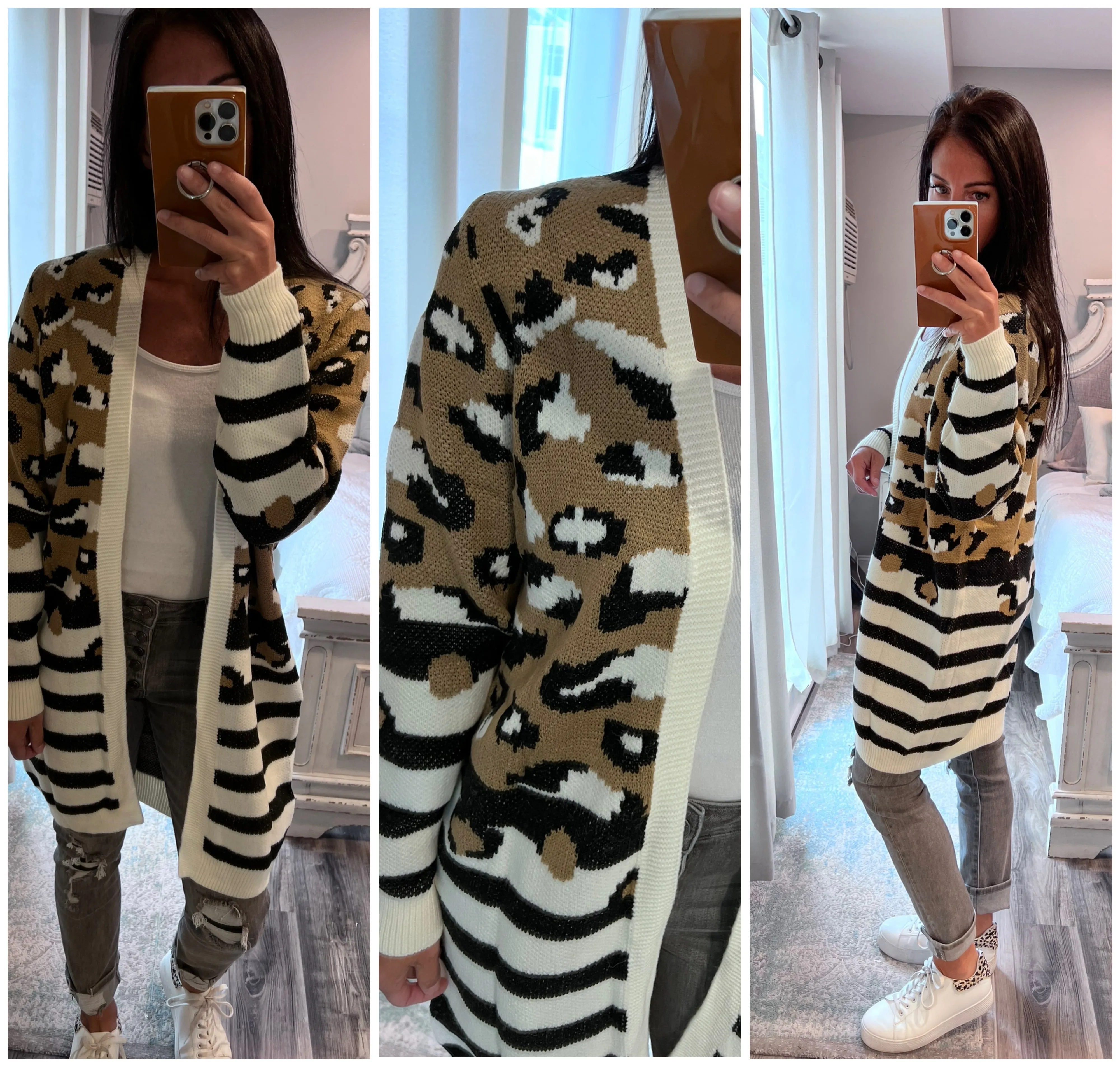 Leopard Print Sweater Cardigan