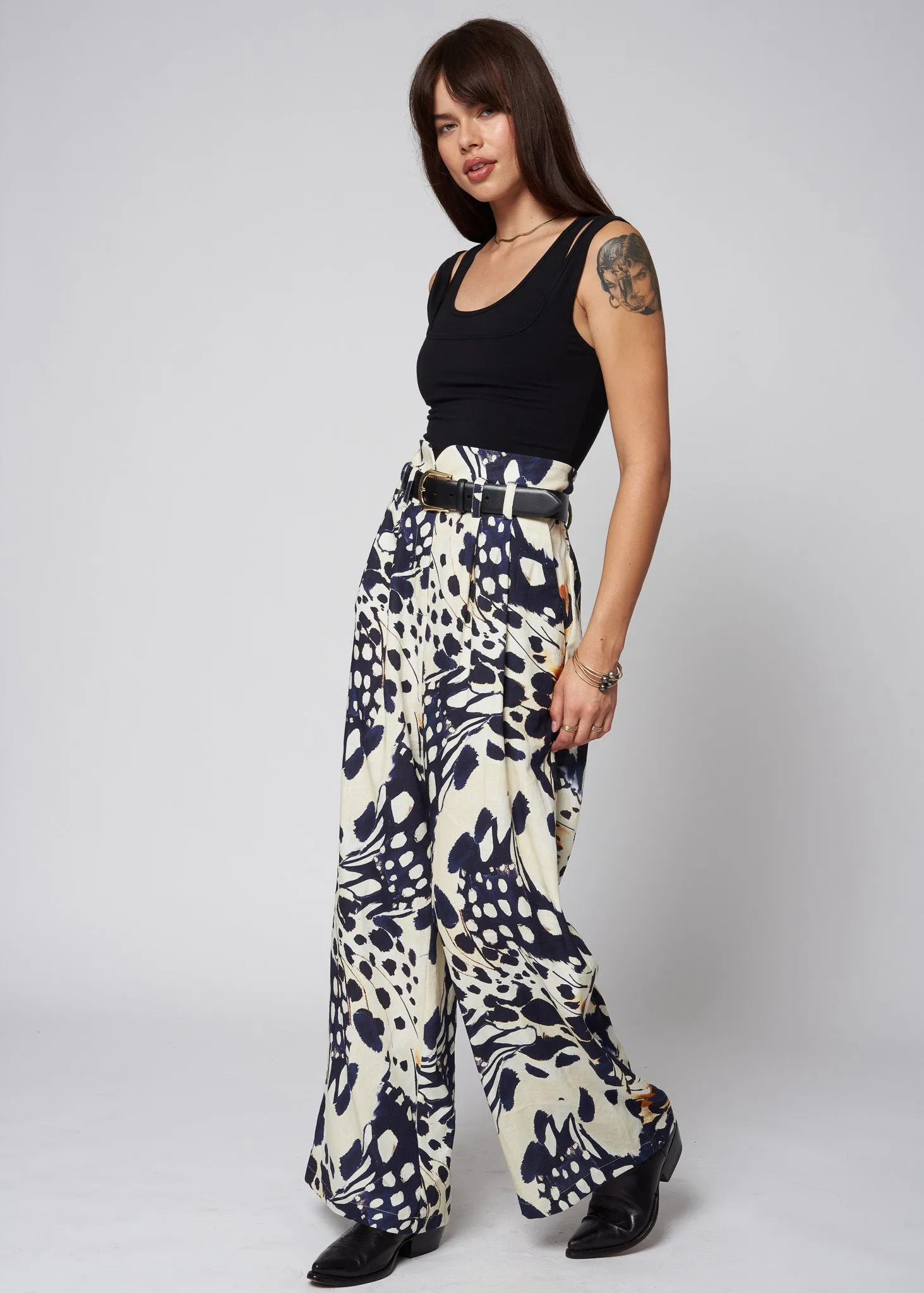 LINEN KNOTCH WAIST PANT