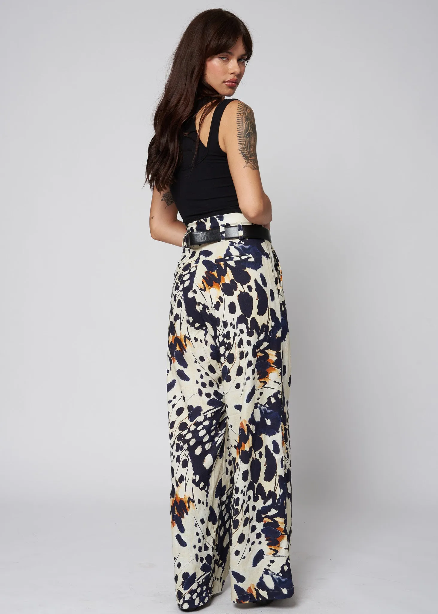 LINEN KNOTCH WAIST PANT