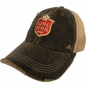 Lone Star Beer Brewing Company Retro Brand Distressed Mesh Snapback Hat Cap