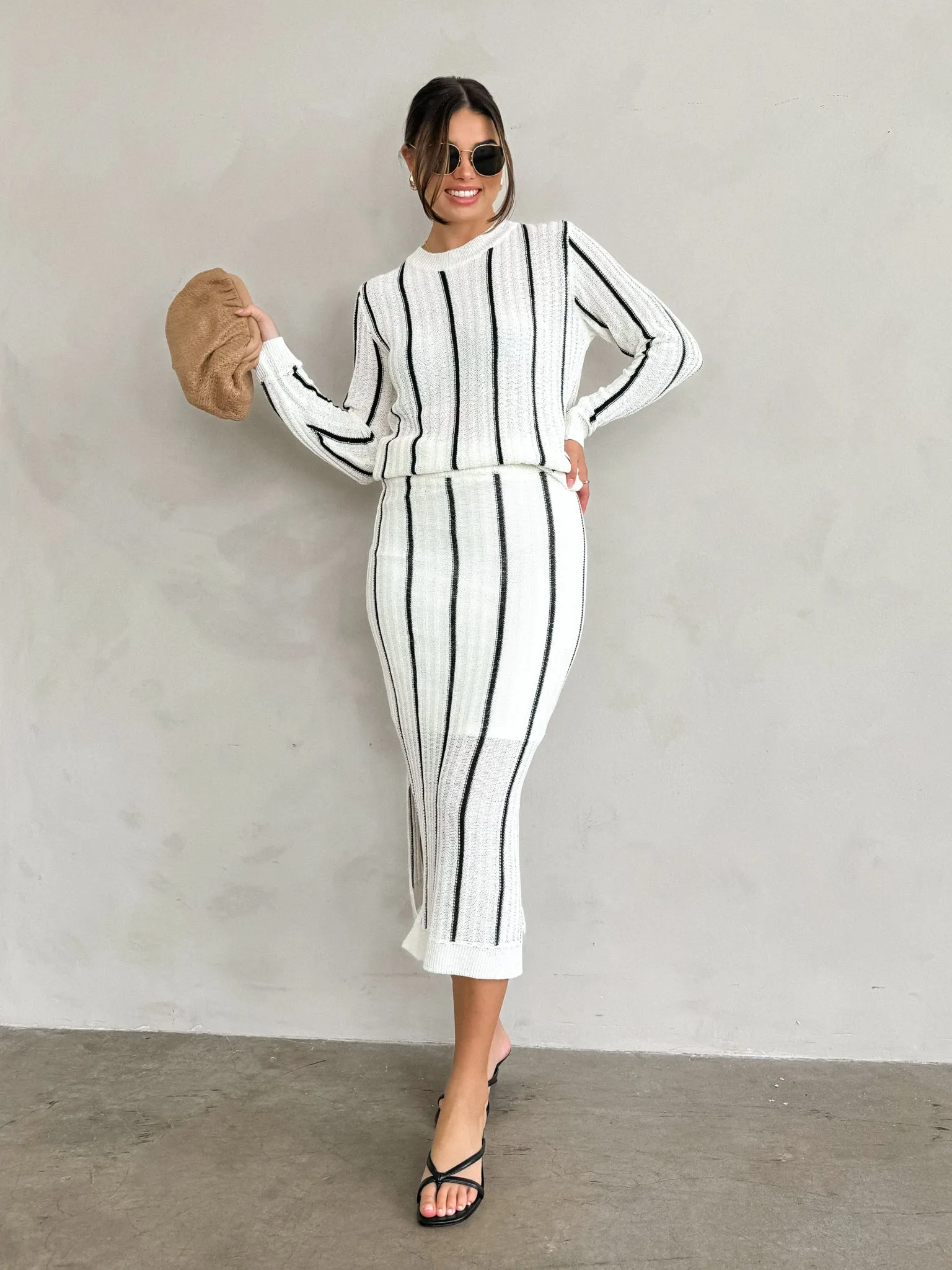 Luca Stripe Knit Maxi Skirt - Final Sale