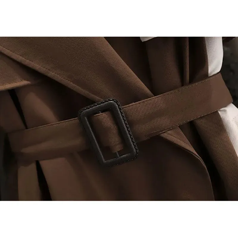 LVSANW 2024 Autumn Korean Mid-length Trench Coat Women Fashion Contrast Color Patchwork Spring Windbreaker Coat Female Windproof Jacket