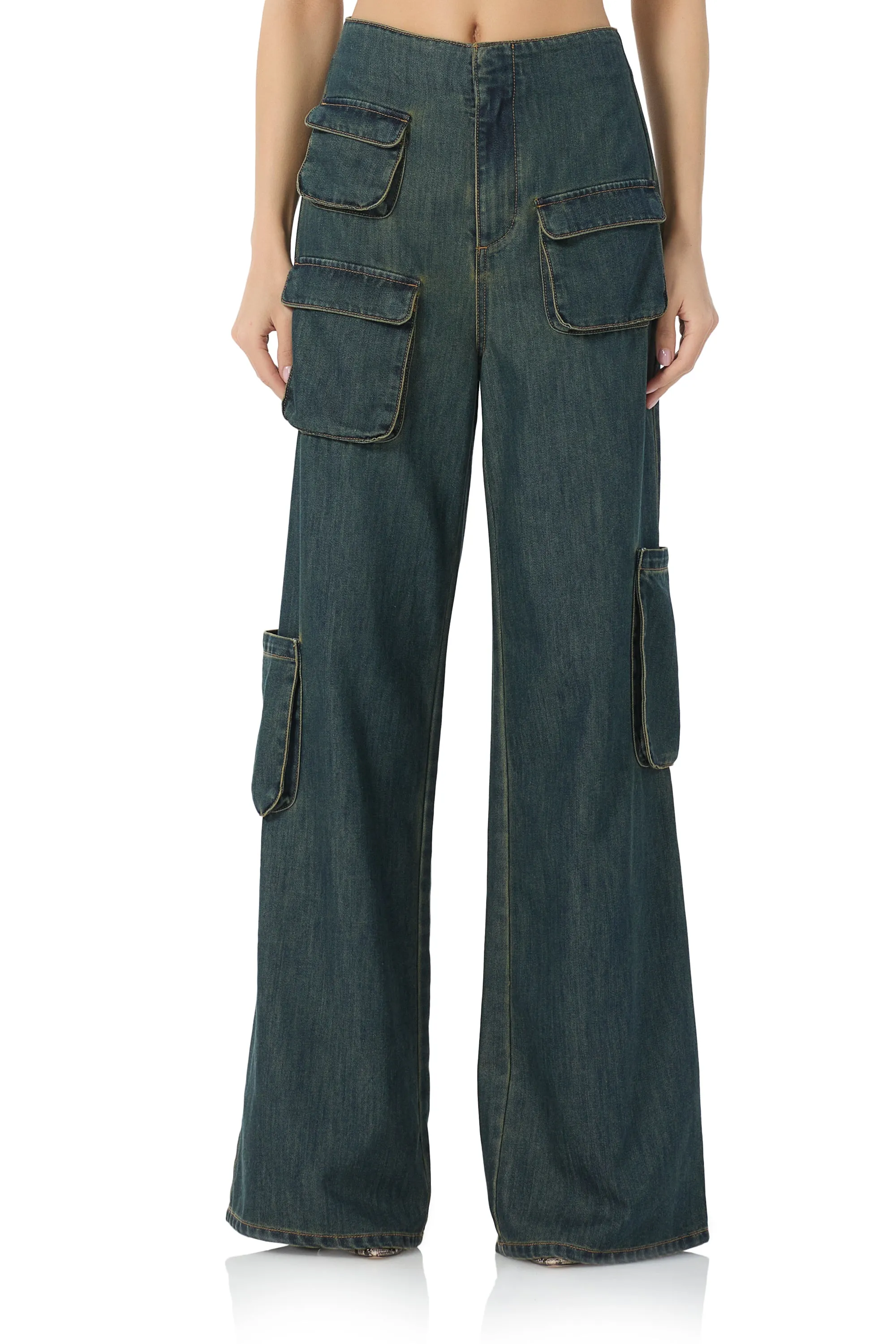 Maxwell Wide Leg Cargo Pant - Tinted Wash