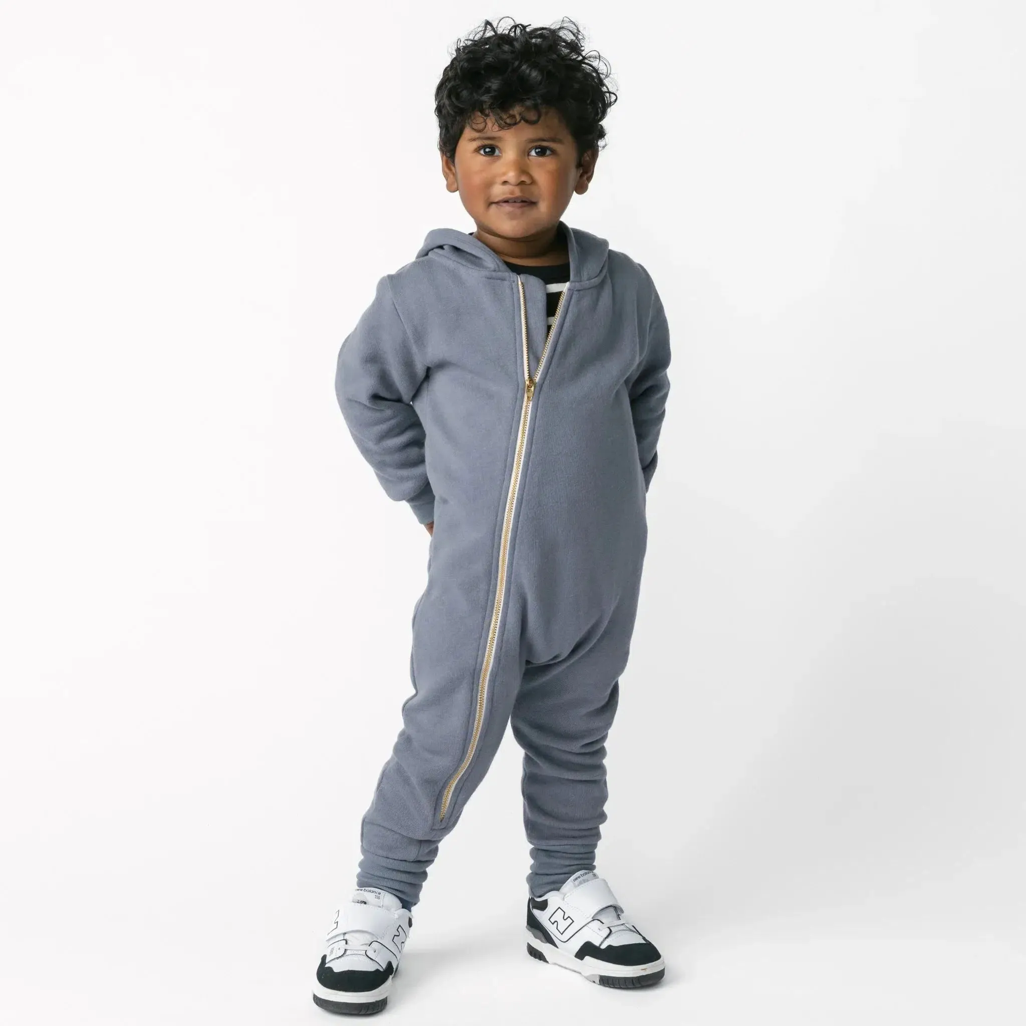 Mini Mioche - Organic Plush Biker Romper - Slate