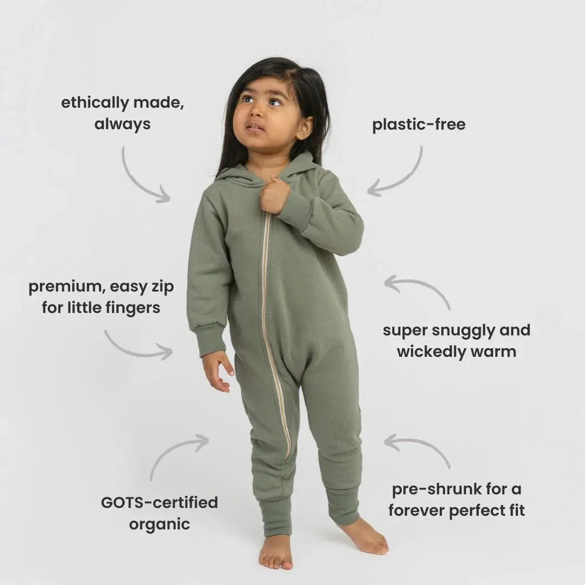 Mini Mioche - Organic Plush Biker Romper - Slate