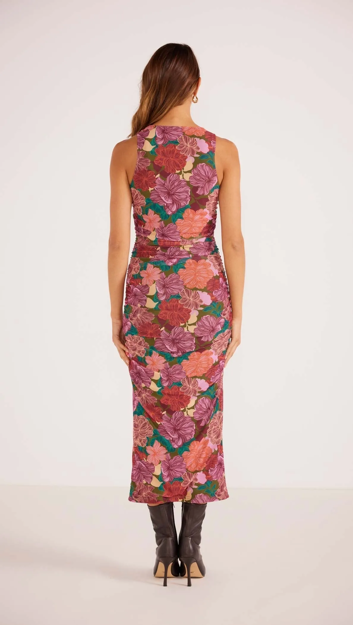 Minkpink - Zora Ruched Midi Dress in Fall Floral