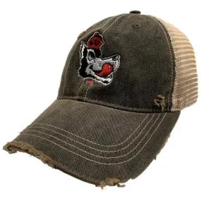 NC State Wolfpack Retro Brand Mudwashed Distressed Mesh Snapback Hat Cap