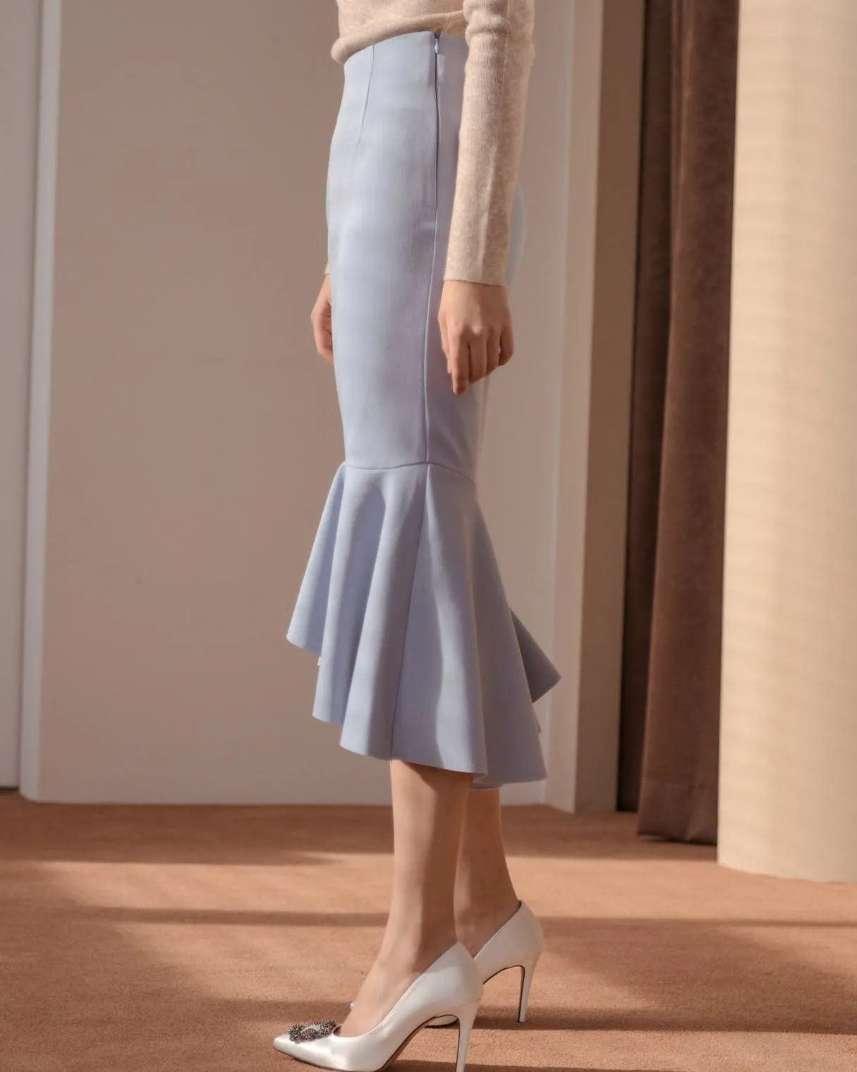 PEPLUM MIDI SKIRT
