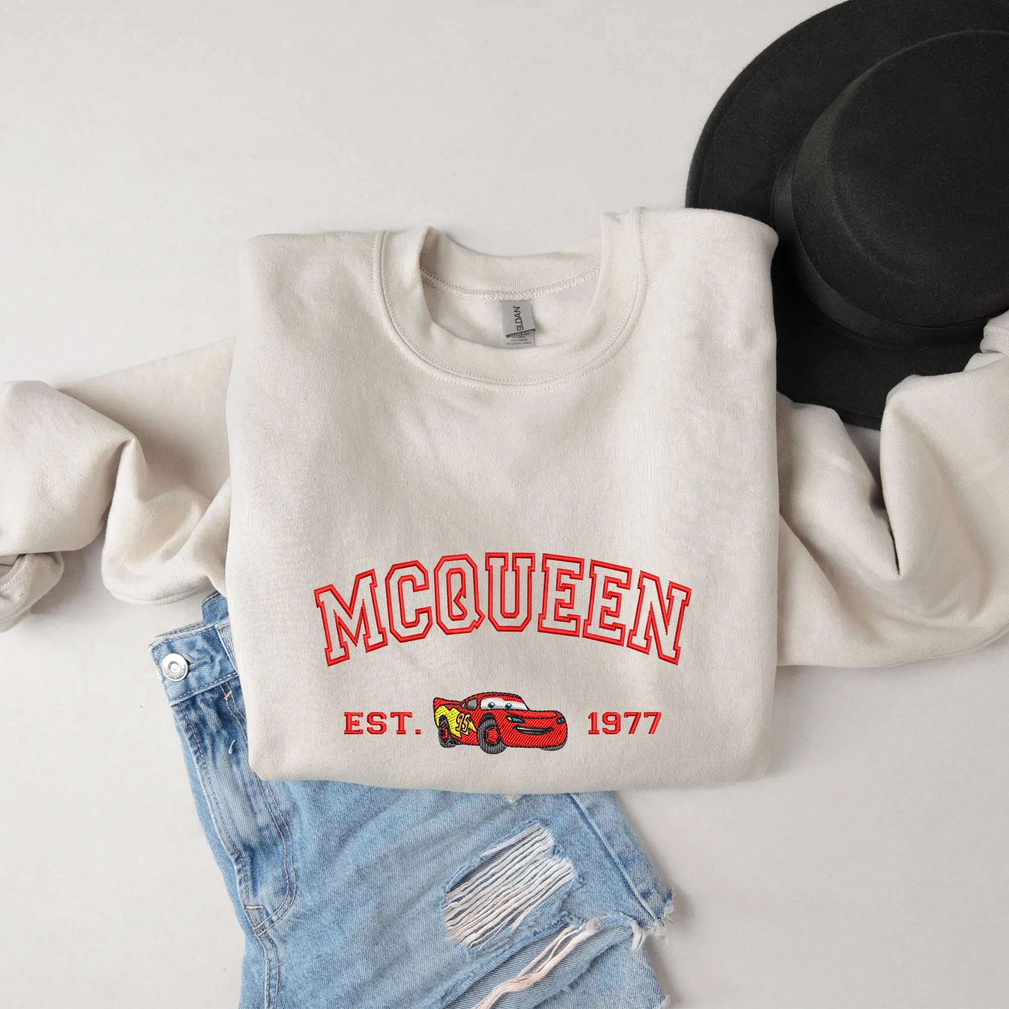 Personalized Disney Cars McQueen Embroidered Adult Sweatshirt