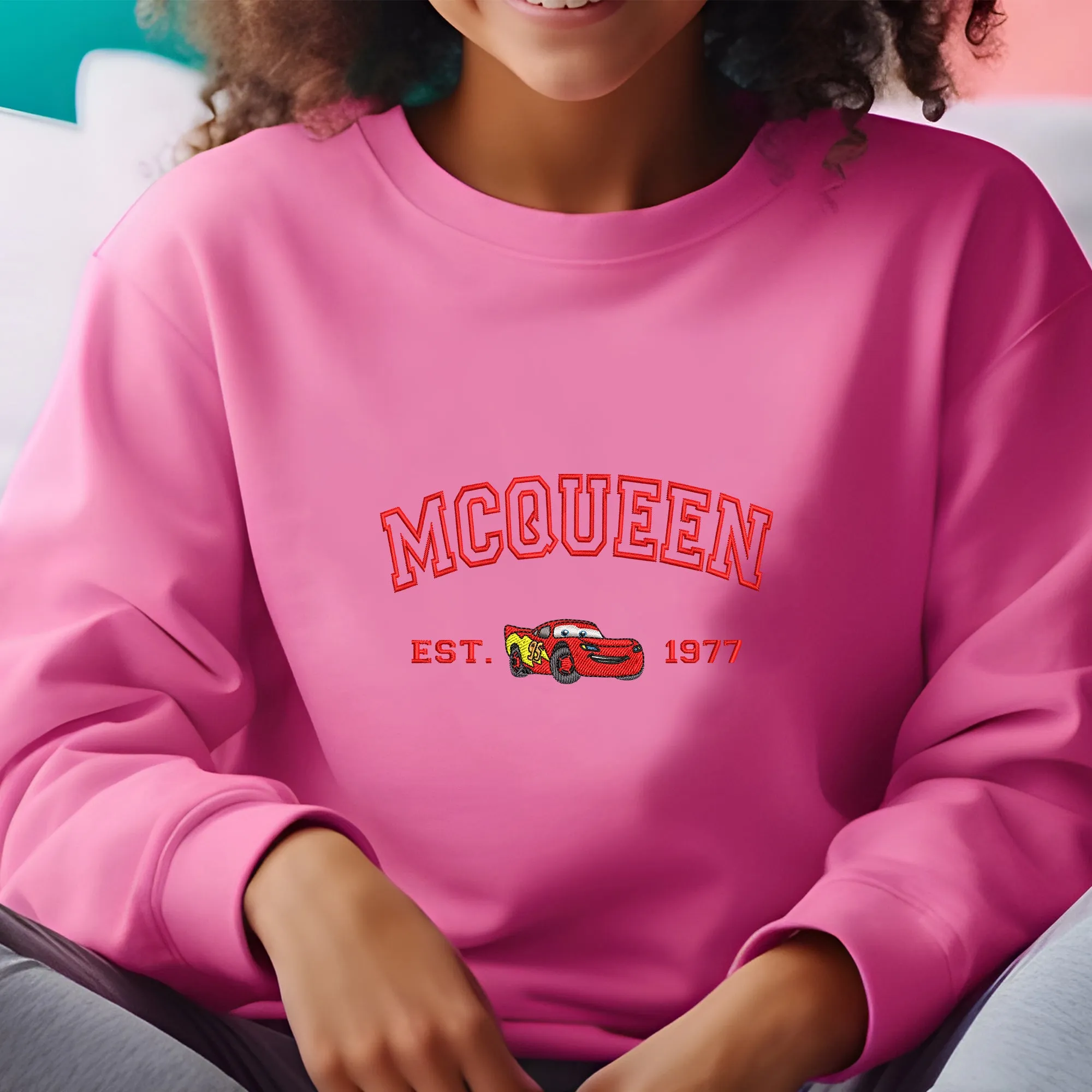 Personalized Disney Cars McQueen Embroidered Adult Sweatshirt