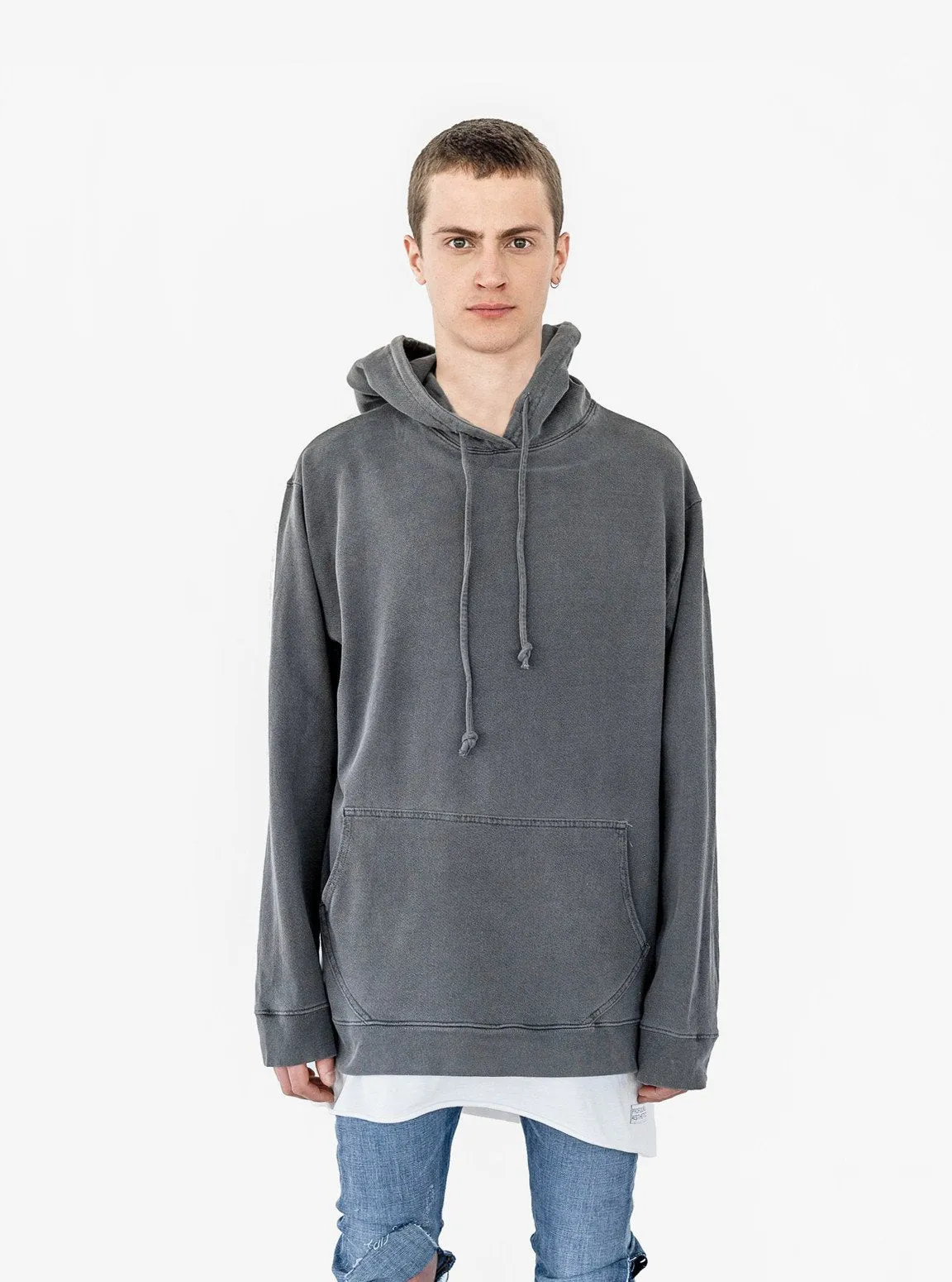 Pigment Dyed Washed Hoodie in Faded Black