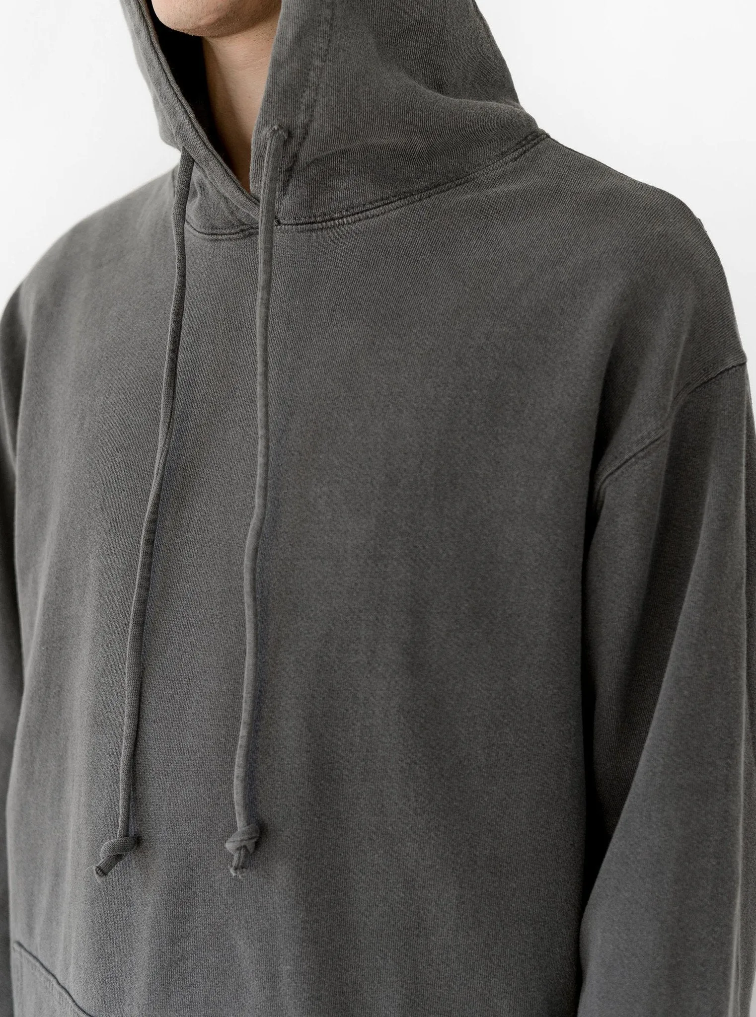 Pigment Dyed Washed Hoodie in Faded Black