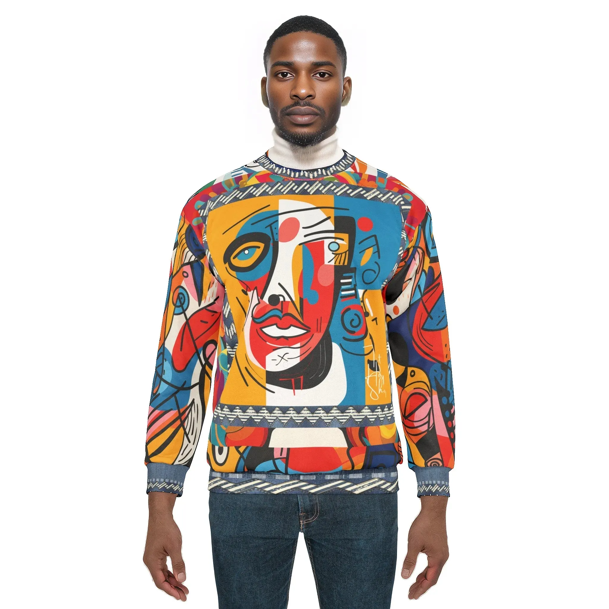Pin the Tail Abstract Line Art Mid-Weight Polyester Unisex Sweatshirt (Gold Label)