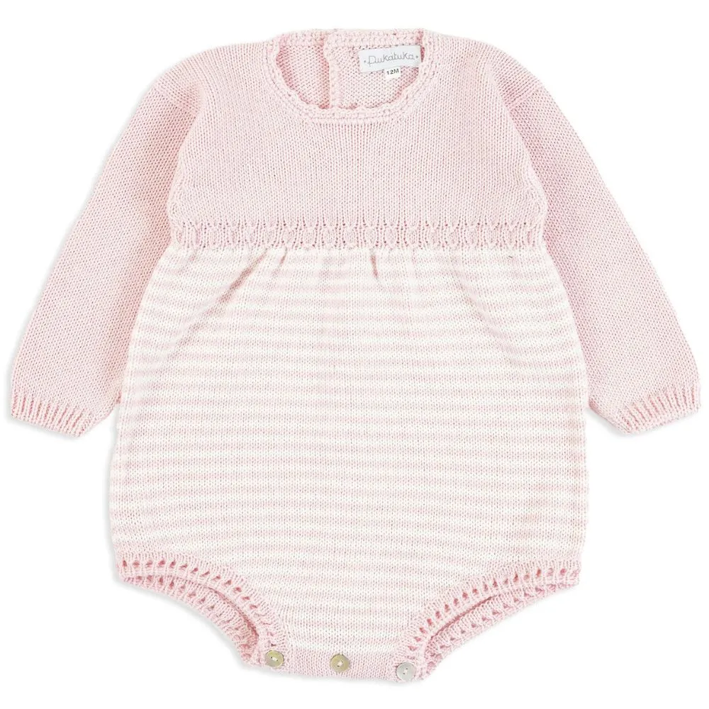 Pink Stripes Knitted Romper
