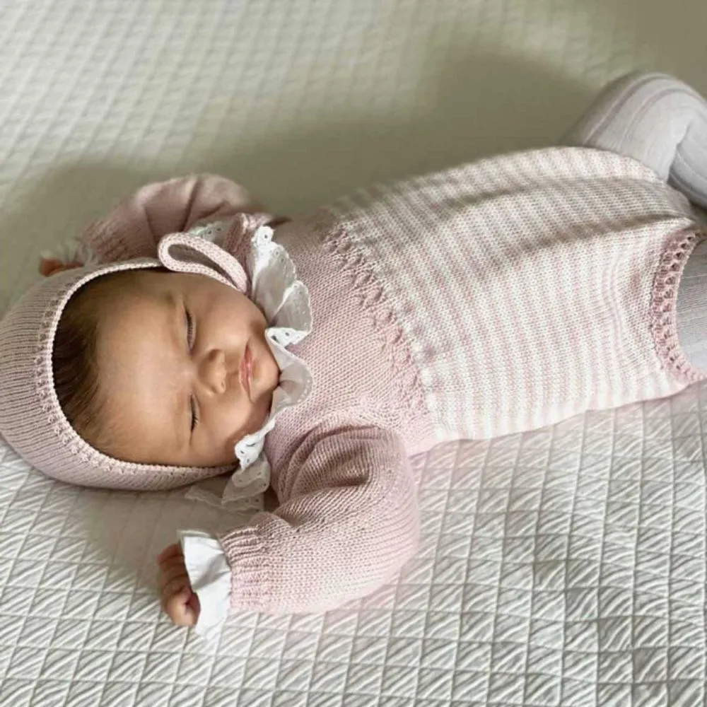 Pink Stripes Knitted Romper