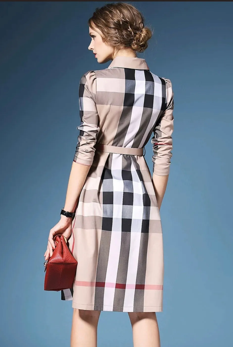 Plaid Dress W/ Belt