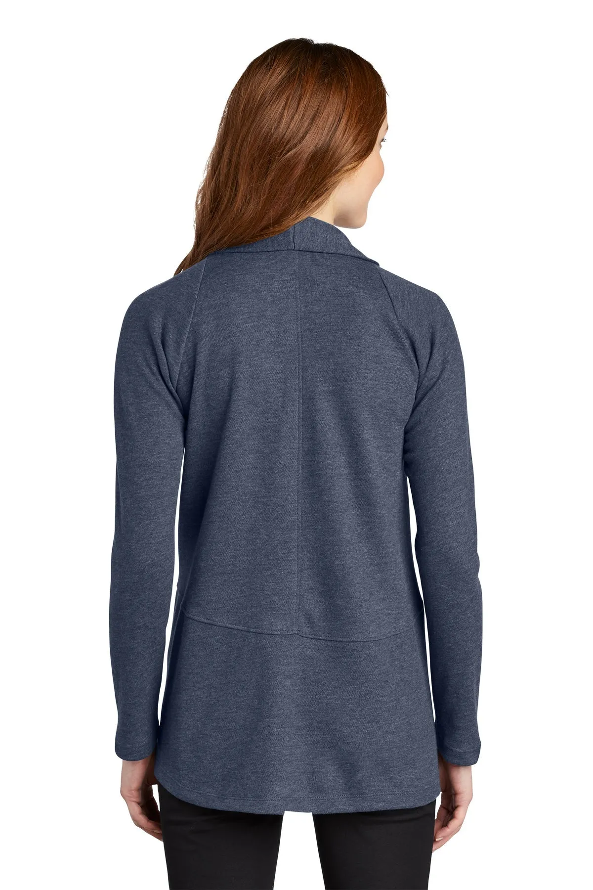 Port Authority Ladies Interlock Customized Cardigans, Estate Blue Heather/ Charcoal Heather