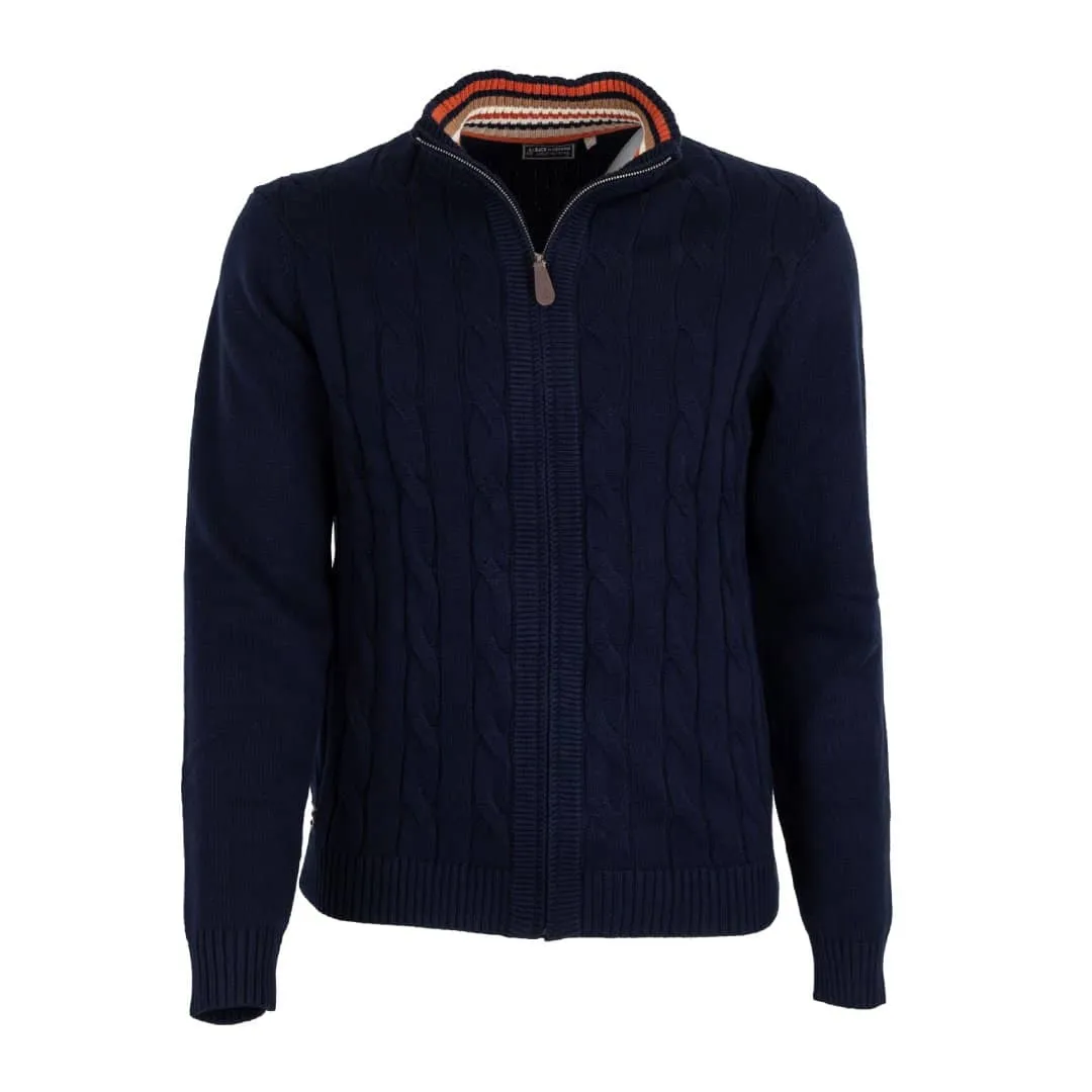 Pull full zip torsadé bleu marine